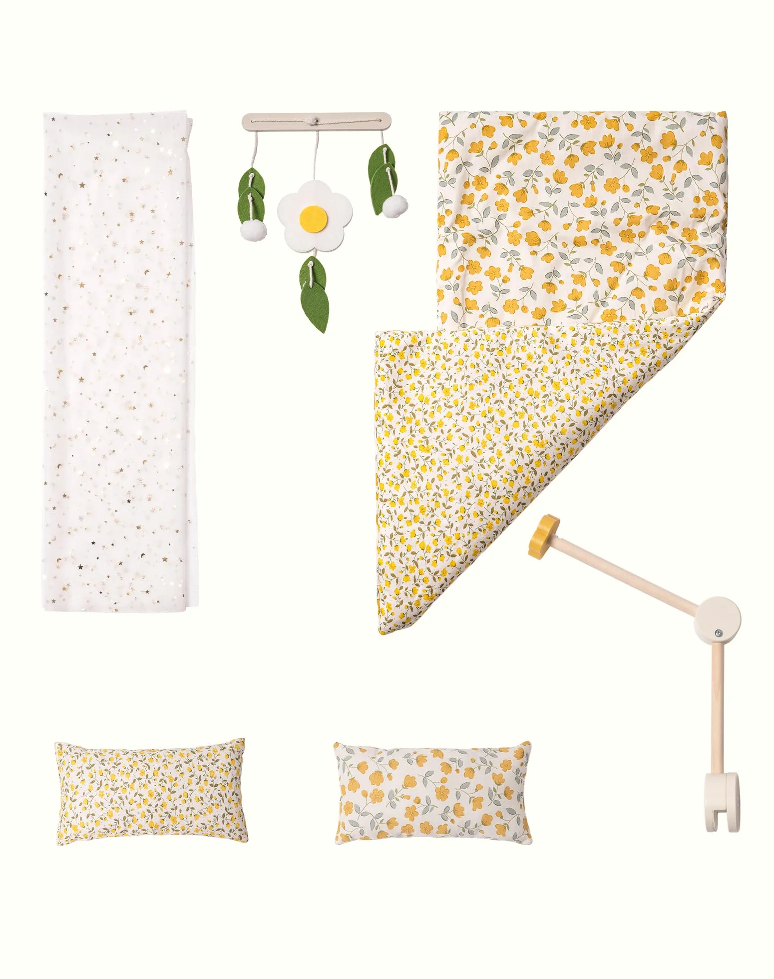 ROBOTIME Letto a castello per bambole in legno da 18", lettino per bambole trasformabile con scaletta e biancheria da letto, culla per bambole impilabile, regalo perfetto per bambini, color legno