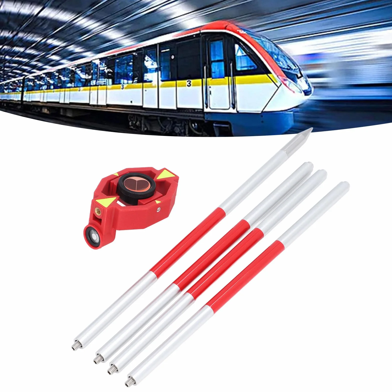 Kit Mini Asta Prisma Diametro Effettivo 25,4 Mm Prisma Topografico Stazione Totale Costante 17,5 Mm per Strumenti di Misurazione