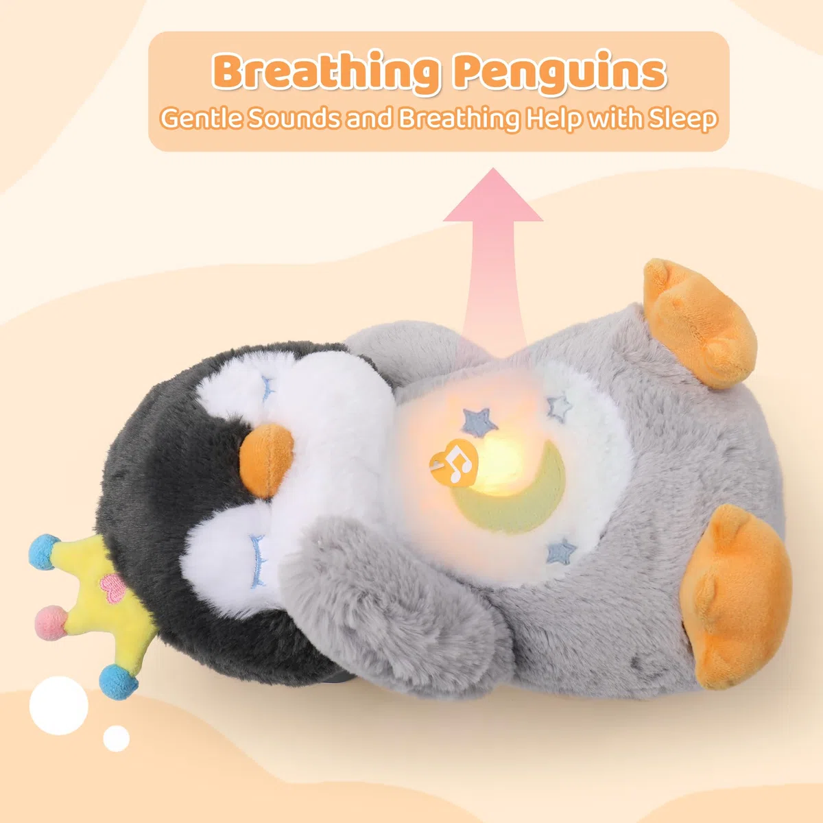 Peluche che respira pinguino con simulazione respirazione musica luce notturna