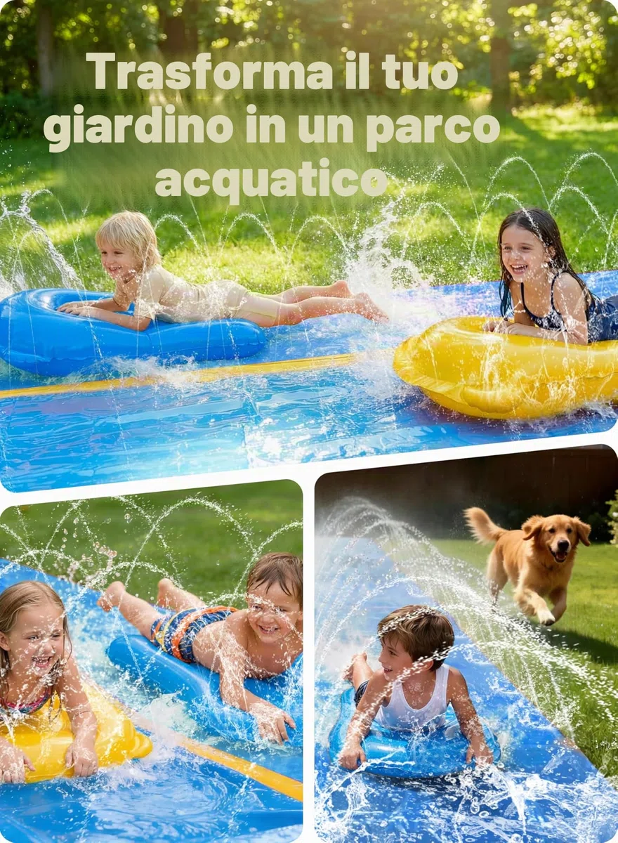 Sloosh Gigante Scivolo d'Acqua 914,4 x 182,8 cm con Irrigatore Integrato e Tavole Gonfiabili