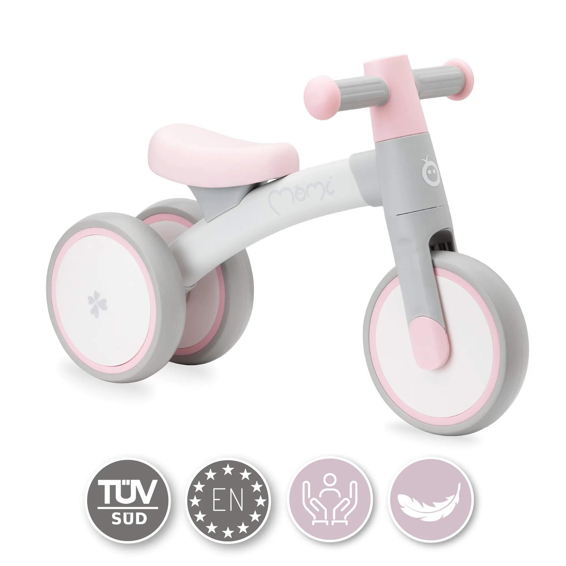 Triciclo senza pedali per bambini MoMi TEDI per bambine e bambini (peso massimo 25 kg), mini bicicletta senza pedali con ruote in plastica resistenti alla foratura, telaio in metallo leggero - 1,2 kg