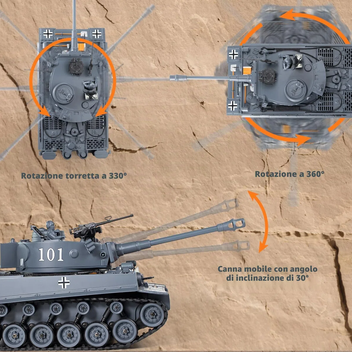Supdex Carro Armato Telecomandato 1/18 Tanque Tiger I, 2.4GHz Serbatoio Telecomandato, Modello di Carro Armato, Con Suoni Realistici e Luci, Veicolo Militare RC per Adulti e Bambini che Spara BBS