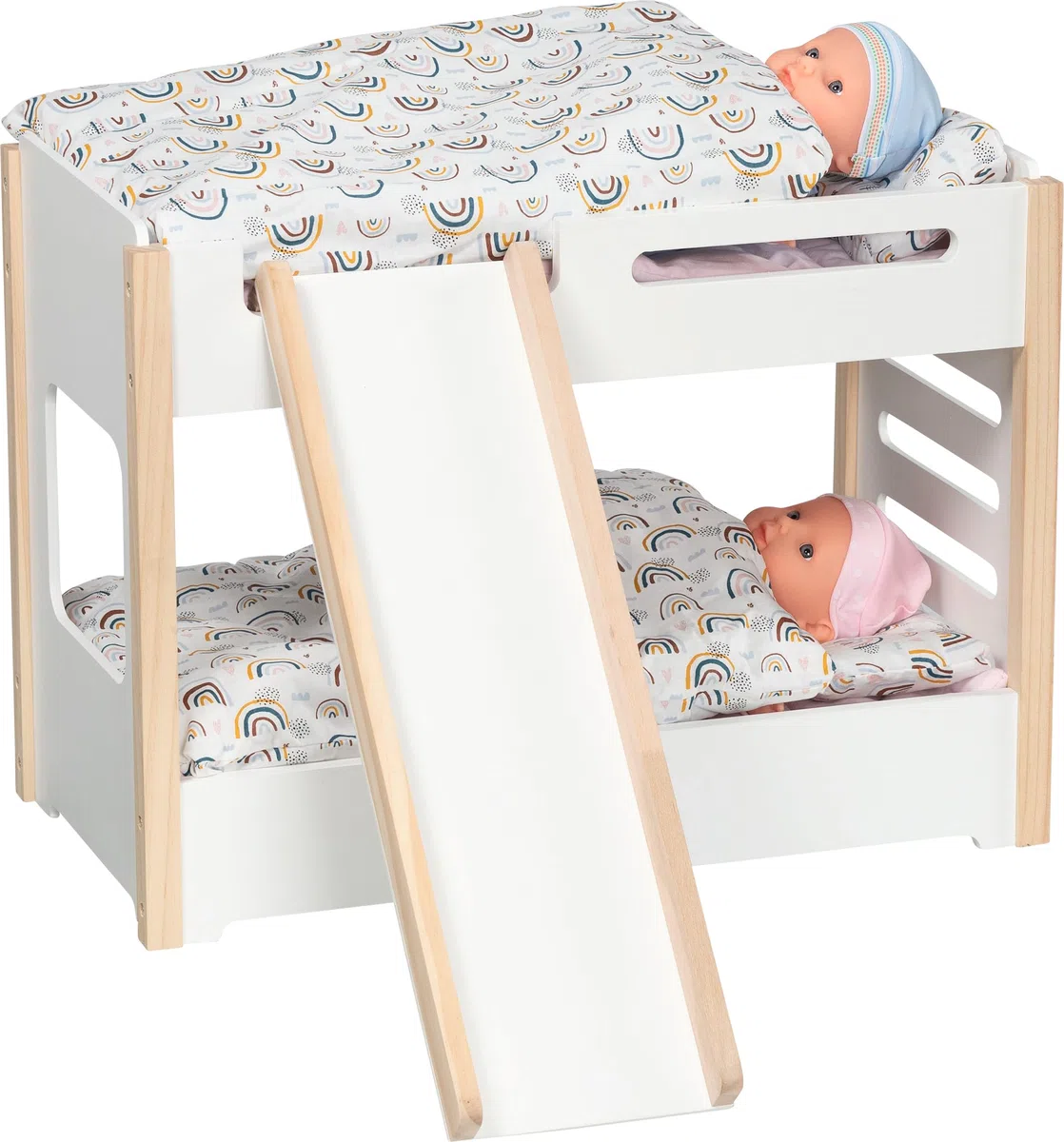 goki 51451 - Letto a Castello con Scivolo - Letto Stabile in Legno per Due Bambole