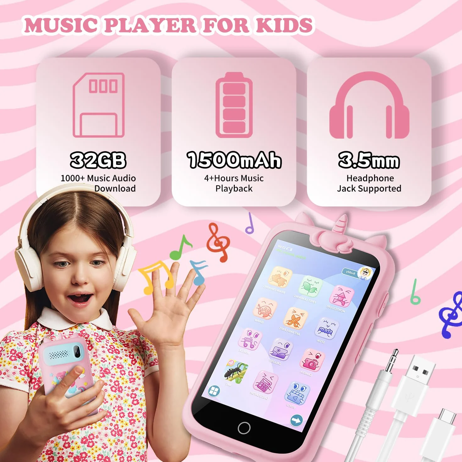 Smartphone Giocattolo per Bambini, 3.97" Cellulare Giocattolo Regalo Natale/Compleanno, 200+ Puzzle Gioco Smartphone Bambini, 2000mA Telefono Finto per 3 ai 12 Anni (Blu) (D2-pink-1)