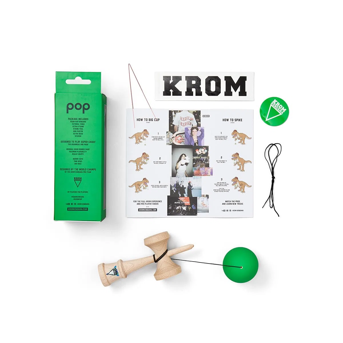 KROM Kendama Gioco - Pop Verde Scuro - Abilità Cognitive migliorate - Equilibrio, riflessi e creatività migliorati - Modello Kendama PRO Fatto per Principianti e Professionisti