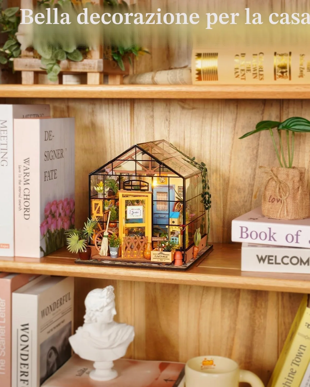 ROWOOD Casa Delle Bambole Serra, Stanza in Miniatura Fai Da Te con Luce Led, Kit di Costruzione di Modelli In Legno per Adulti, Casa Dei Fiori di Cathy
