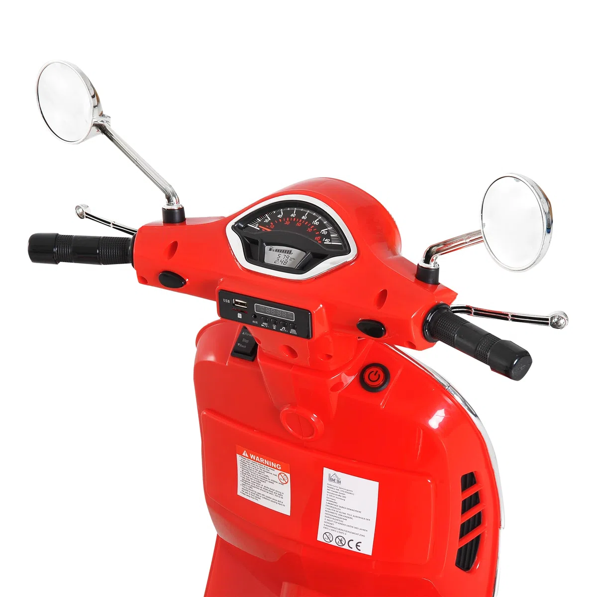 HOMCOM Vespa Moto Elettrica per Bambini, 6V Motorino Elettrico 3-6 Anni, Rosso, 102x50.5x75.5 cm