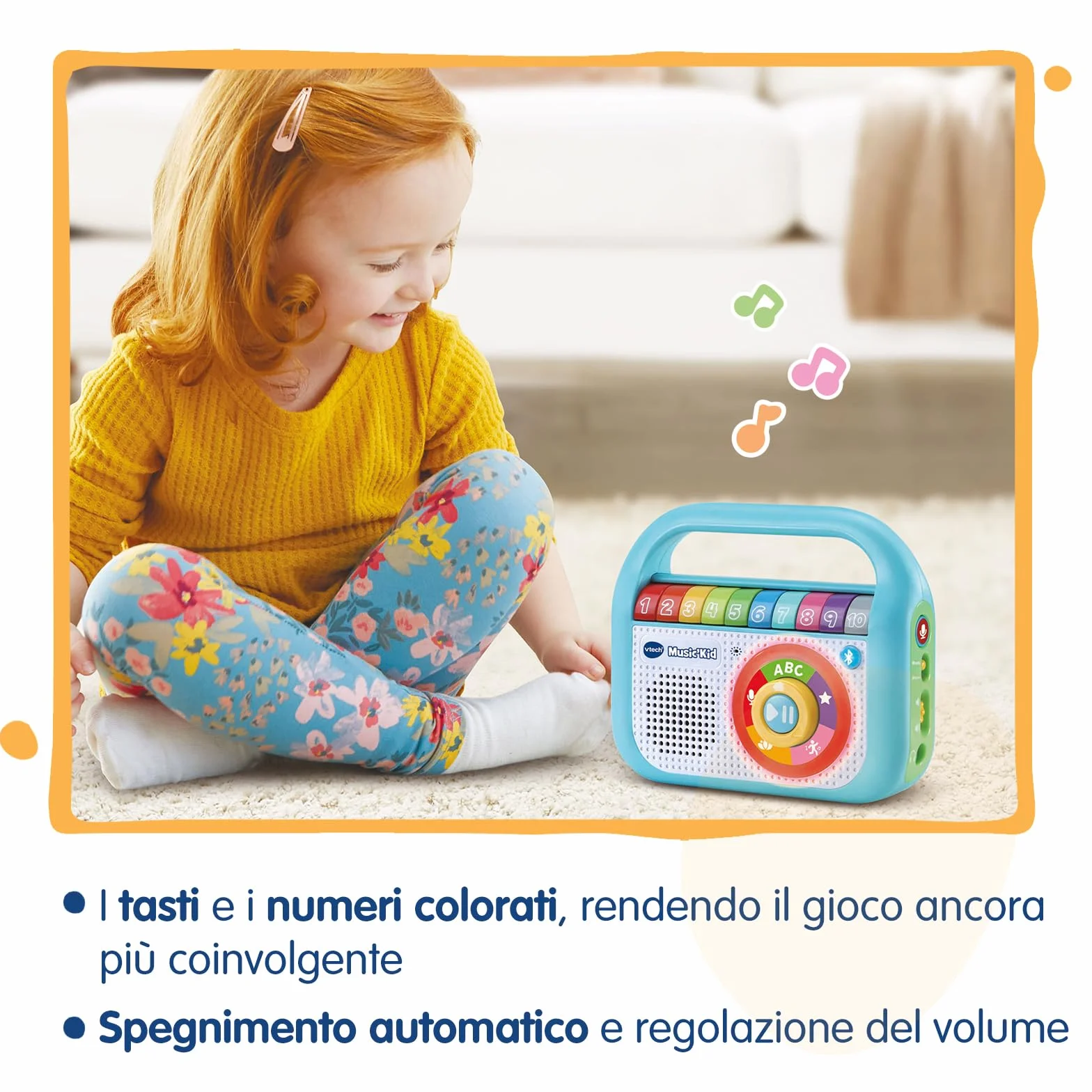 VTech Music Kid Lettore MP3 Bambini 40 Brani Originali Zecchino d'Oro Bluetooth Walkman Italiano