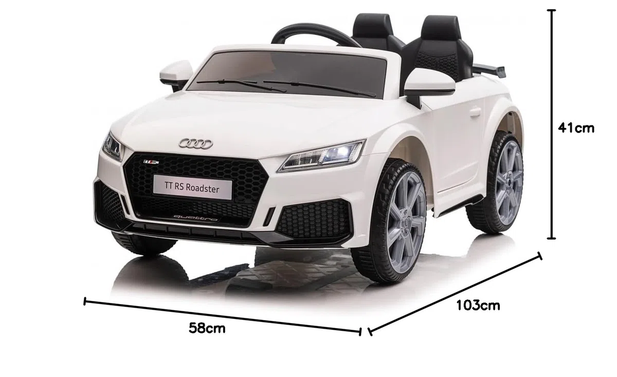 Audi TT RS Roadster Auto Elettrica Per Bambini 12V TOYSCAR Bianca Doppio Motore
