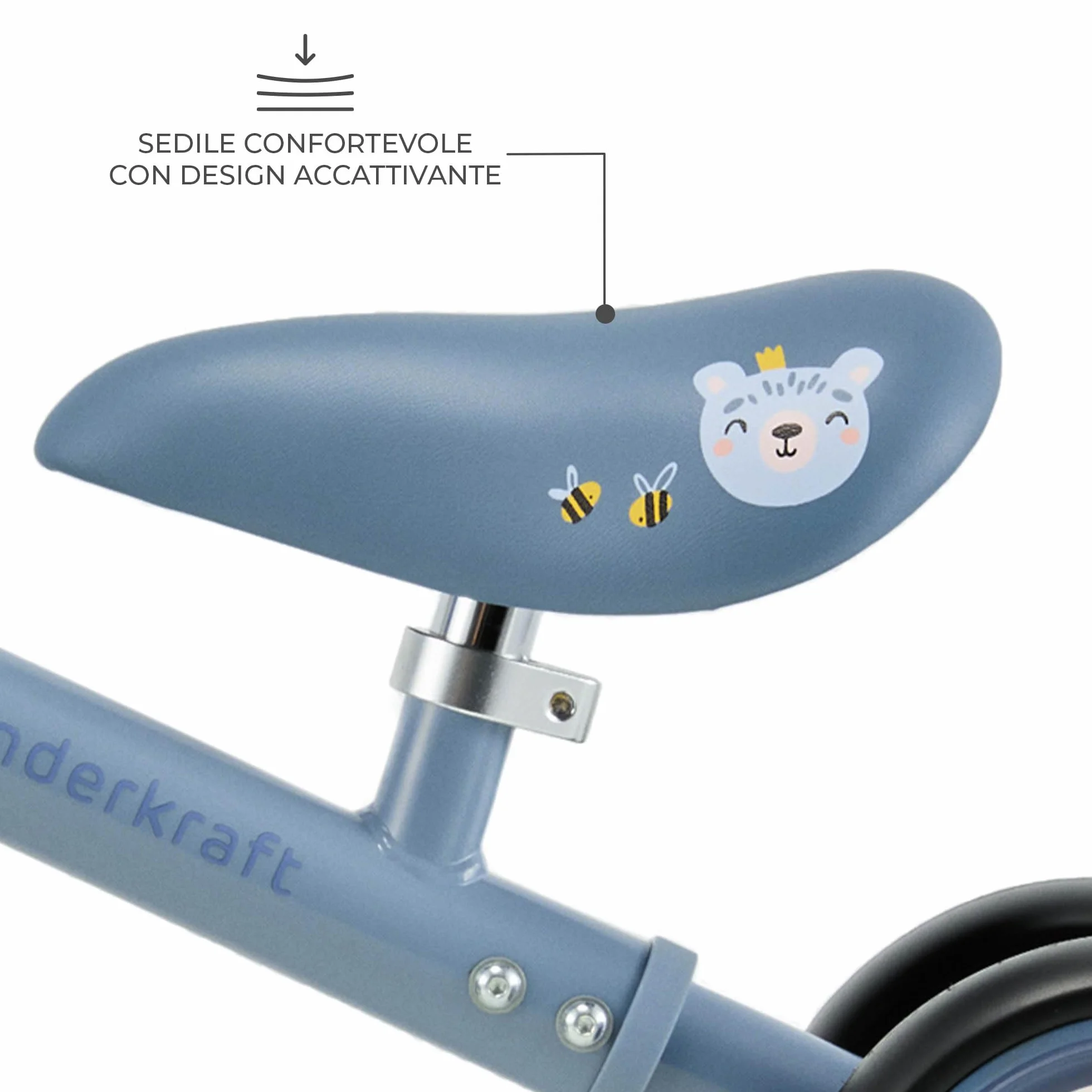 Kinderkraft CUTIE FLASH, bicicletta educativa per bambini, senza pedali, ruote con luci a LED, design moderno, costruzione sicura, per bambini a partire da 1 anno, Blu