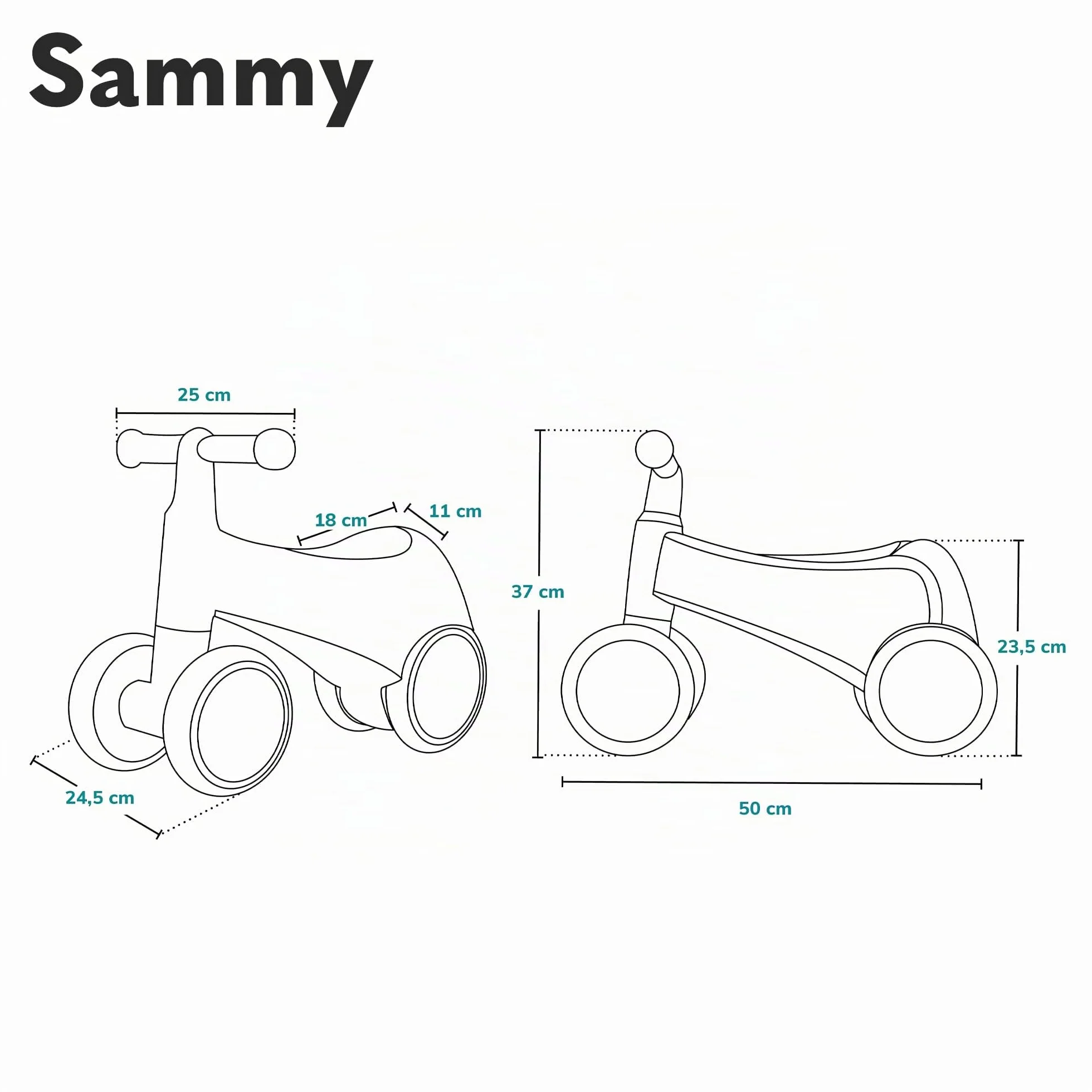 lionelo SAMMY Bicicletta Senza Pedali da 1 a 3 anni, Camminatore Bambini 4 Ruote Fino a 25 kg, Maniglie Antiscivolo con Luci 3 Design Sella Ergonomica, Per Bambine e Bambini