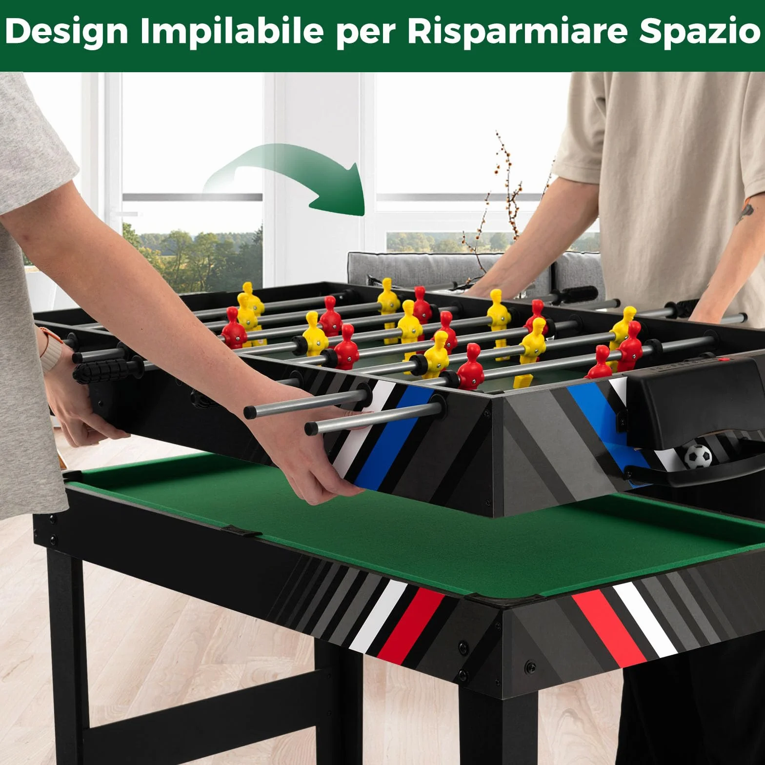 RELAX4LIFE 4 in 1 Tavolo Multigioco con Calcio Balilla, Biliardino, Ping pong e Hockey ad Aria, per Bambini e Adulti, Casa Ufficio Bar, 125x97x83 cm