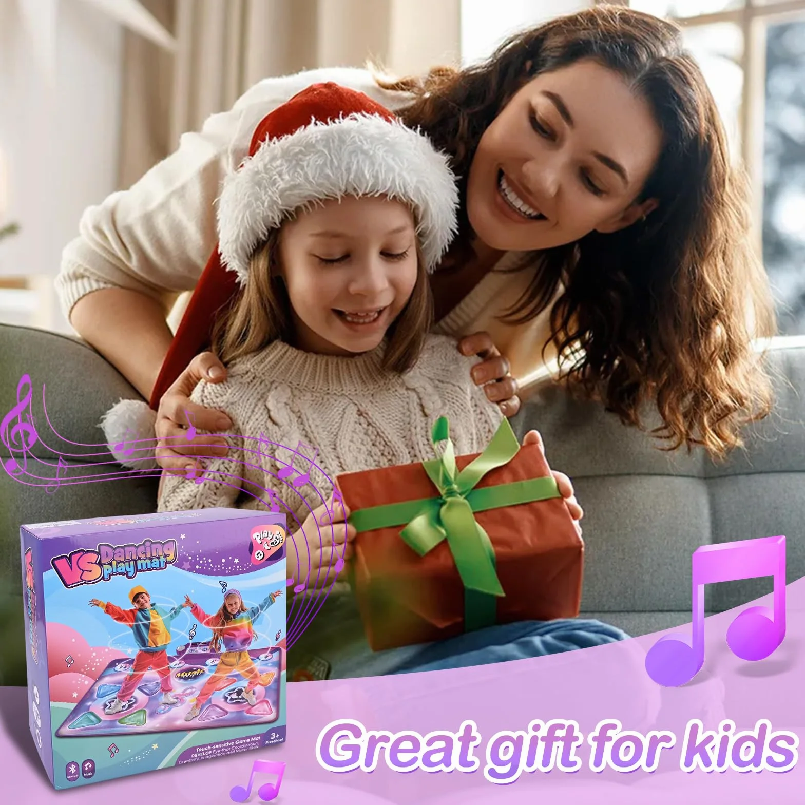 Tappetino da Ballo per Bambini, 4 modalità di Gioco e 9 Livelli di Difficoltà, Regali di Natale e Compleanno per Ragazzi Ragazze dai 3 ai 12 Anni, Tappeto Musicale, Bluetooth Wireless