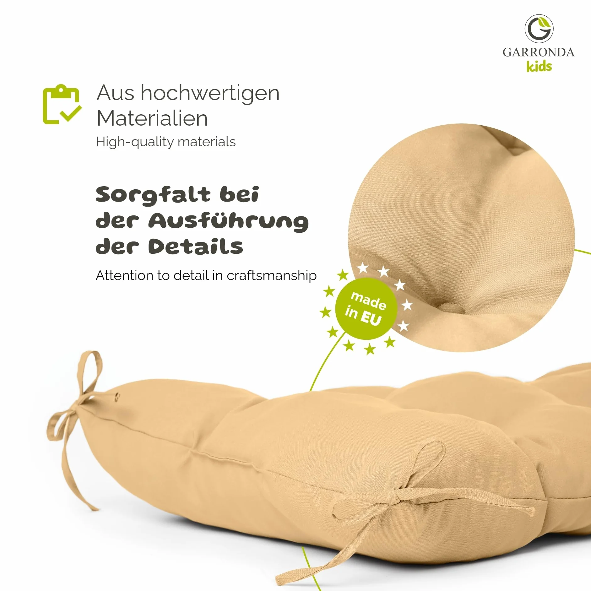 Garronda Cuscino per arco da arrampicata Giocattolo Montessori per bambini da 1 anno GD-0063 (Beige cuscino)