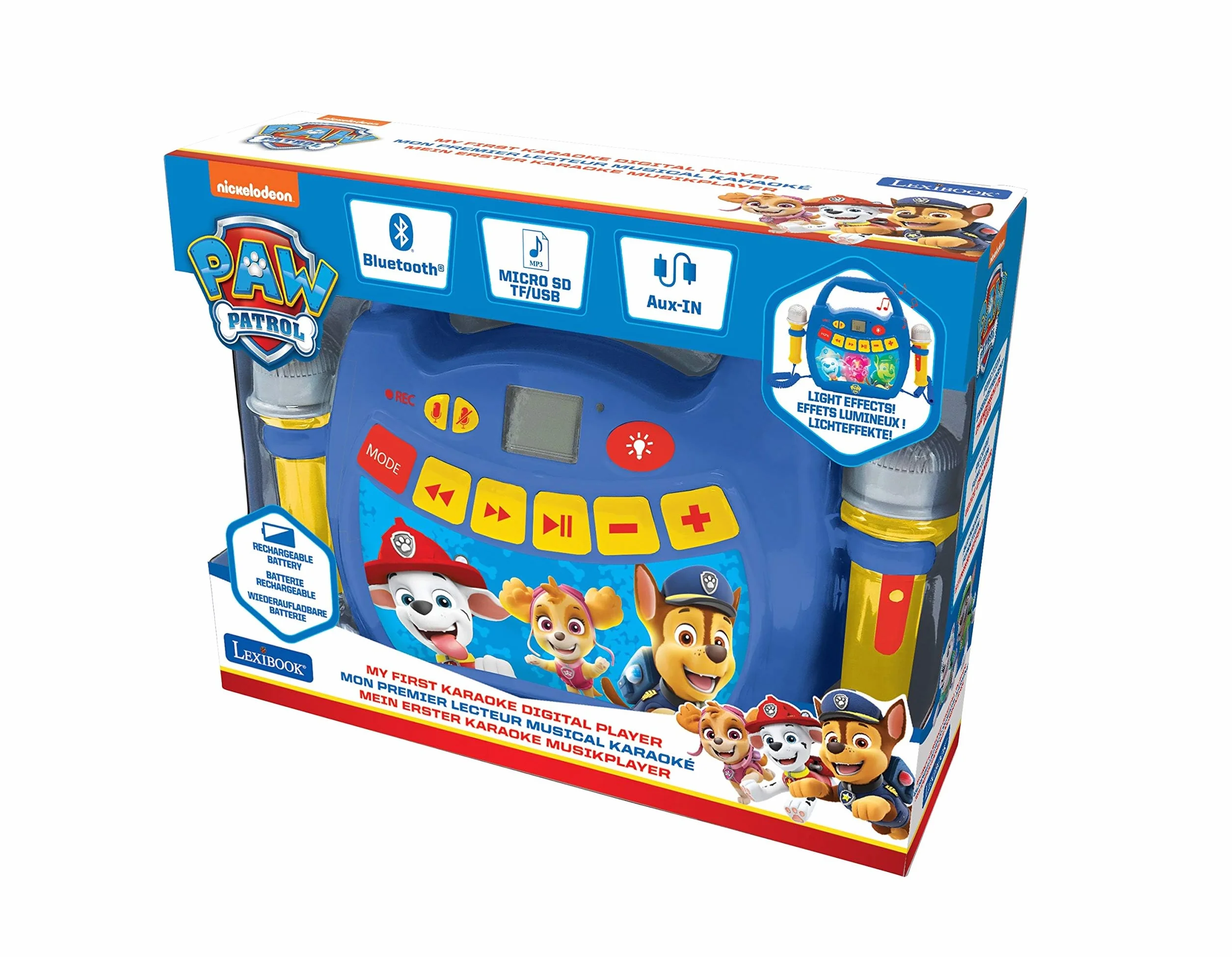 Lexibook Paw Patrol Lettore Digitale Karaoke Portatile per Bambini Bluetooth MP320PAZ