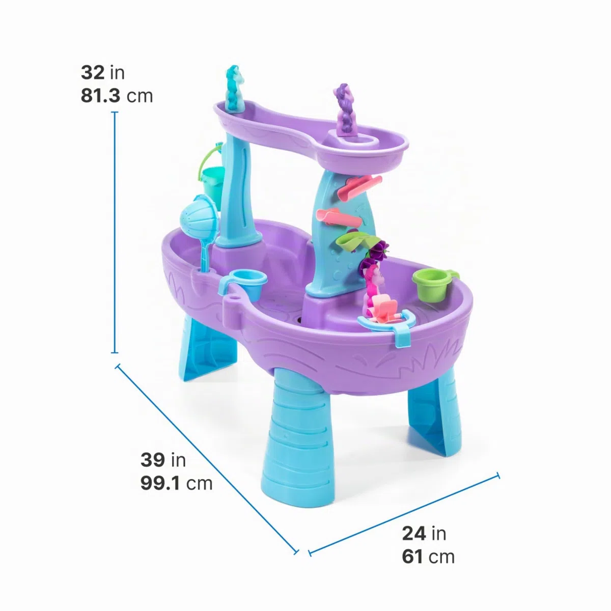 Step2 Rain Shower Splash Unicorns Tavolo da Acqua/Unicorni con Set di Accessori da 13 Pezzi | Tavolo Acqua Bambini | Giochi d'Acqua per Bambini | Tavolo Giochi Acqua Bambini