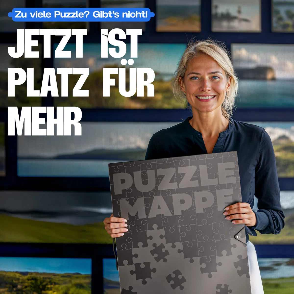 pearway - Robusta cartella per puzzle [inclusa pellicola puzzle da 5 m] per puzzle fino a 1000 pezzi – l'accessorio perfetto per riporre i puzzle – Organizer per fino a 40 opere – Cartellina puzzle