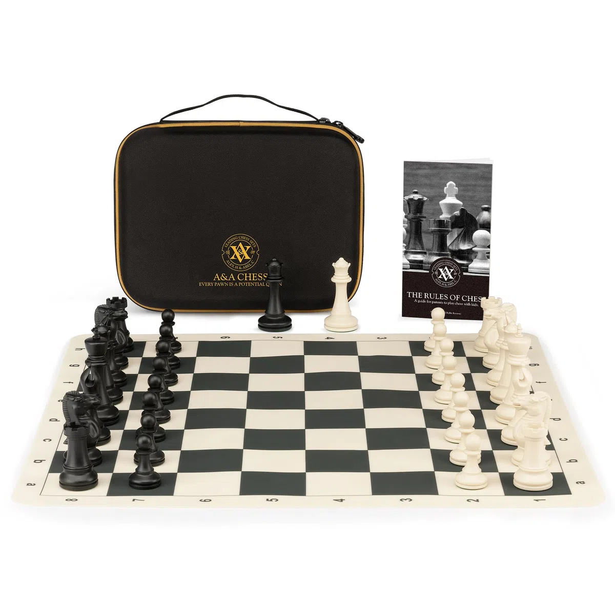 Set Di Scacchi Da Torneo Con Tavola Pieghevole In Silicone 51*51 cm E Pezzi Staunton Con Peso Quadruplo, Pacchetti E Viaggi Edizione Classica Super Pesante