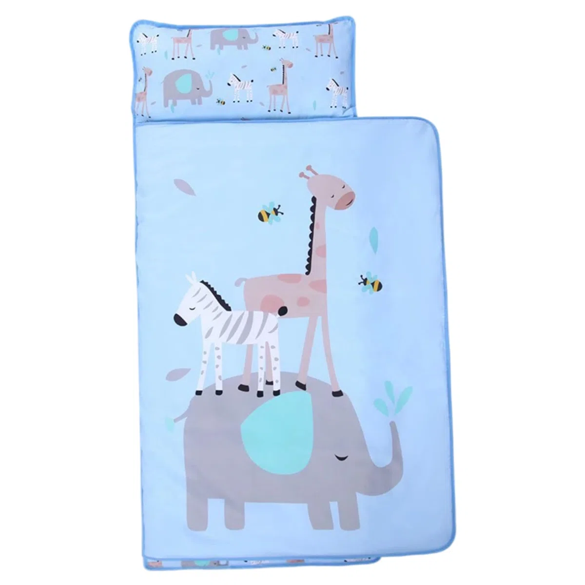 Tappetino per pisolino per bambini con cuscino, sacco a pelo portatile pieghevole da 49x20 pollici, comfort per animali dei cartoni animati, per la casa, la scuola materna, l'asilo nido