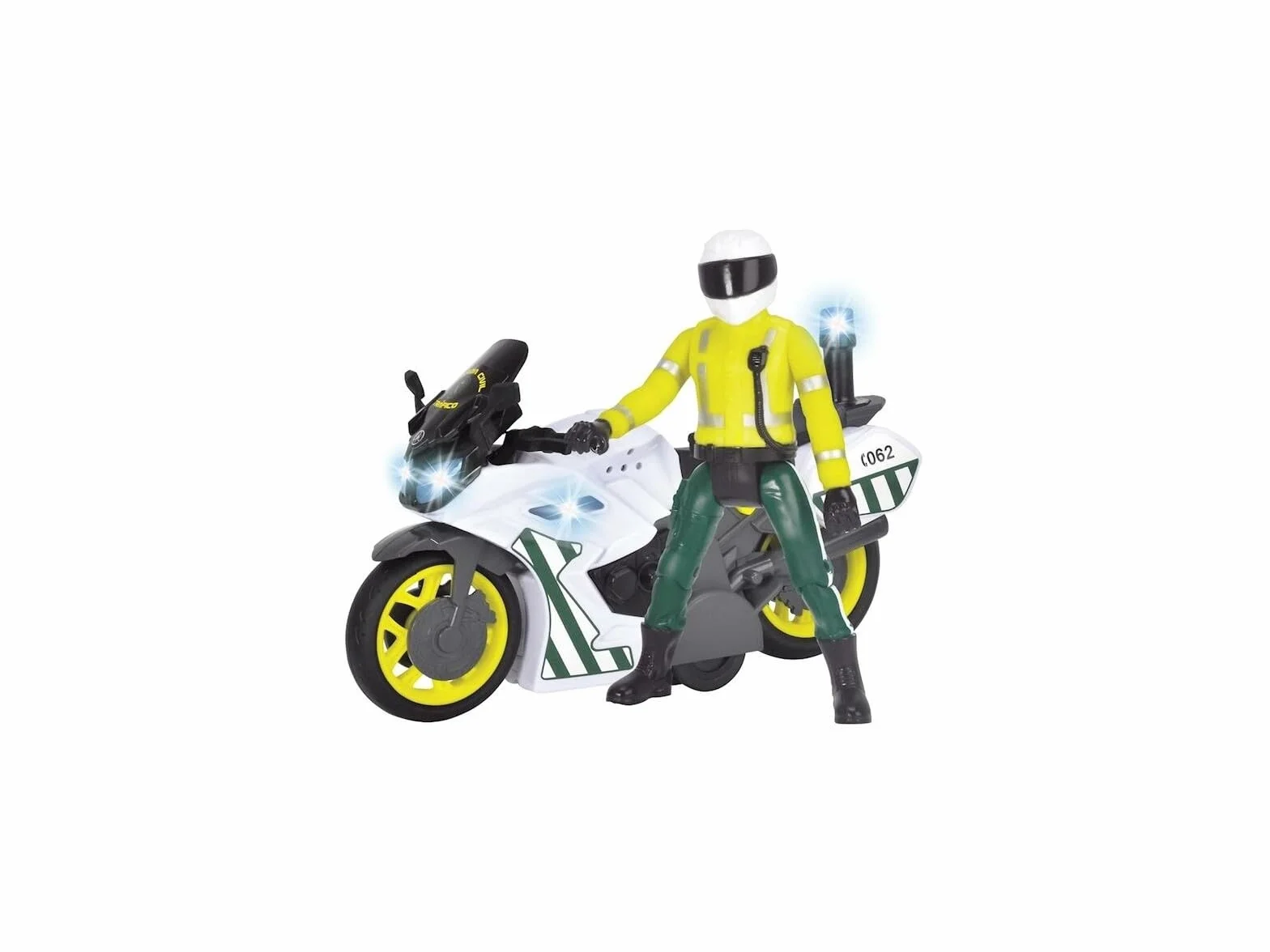 Dickie Toys - Moto Yamaha Guardia Civile Giocattolo, Include Figura Articolata Rimovibile, Attrito, Luce e Suono, Adatto per Bambini e Ragazze a partire da 3 anni - 17 cm