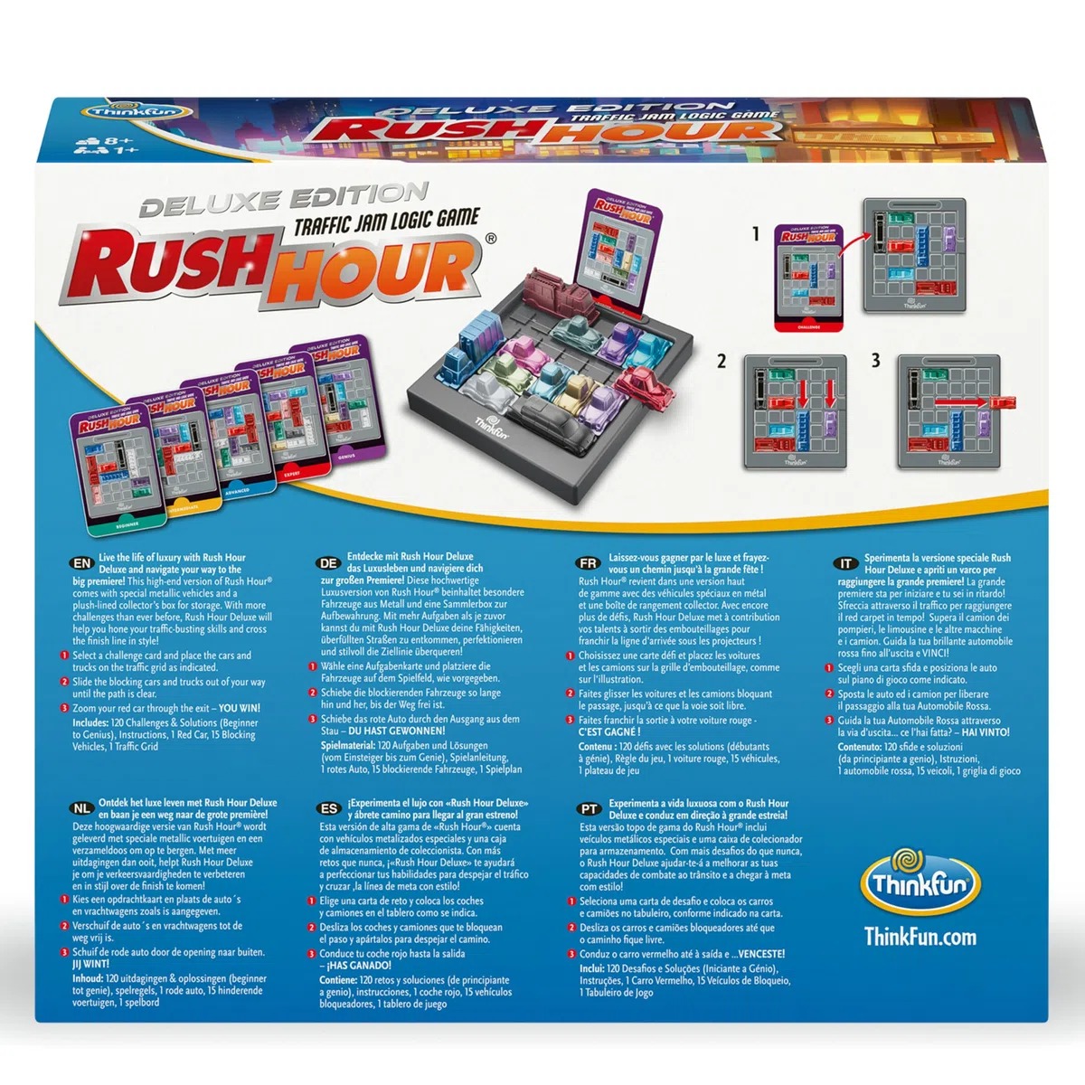 ThinkFun - Rush Hour Gioco Deluxe | Giochi Da Tavolo per Bambini 120 Sfide | Bambino e Bambina 8 Anni Idee Regalo | Giochi Bambini 8 Anni | Rush Hour Versione Italiana | Idee Regalo