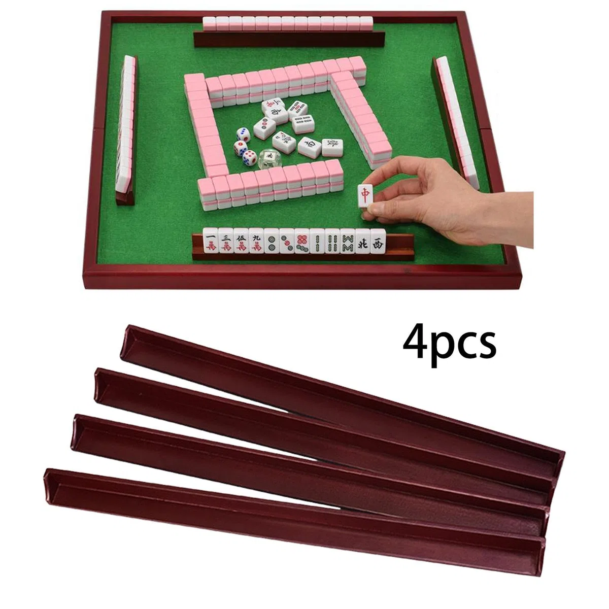 4 Pezzi Porta Tessere Mahjong Set di Rastrelliere Organizer per Tessere Supporti in Legno per Un Ordinamento Rapido delle Tessere Adatto per Giocator, 450x30x5mm