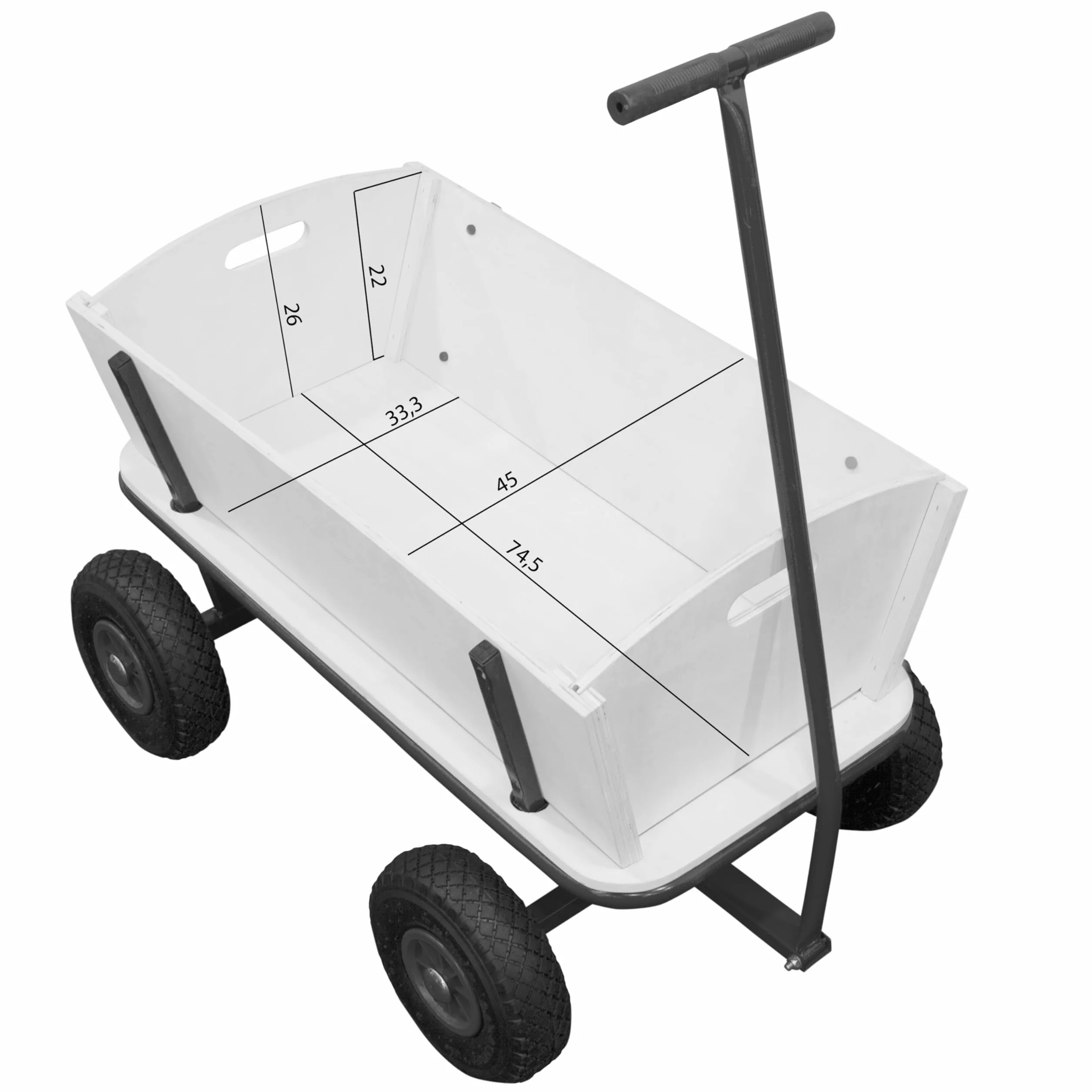 Sunny Billy Beach Wagon Blu | Carrello da Giardino, Spiaggia | In Legno, 4 ruote, da Esterno, da Mare| 94x61x97cm - Max 100kg