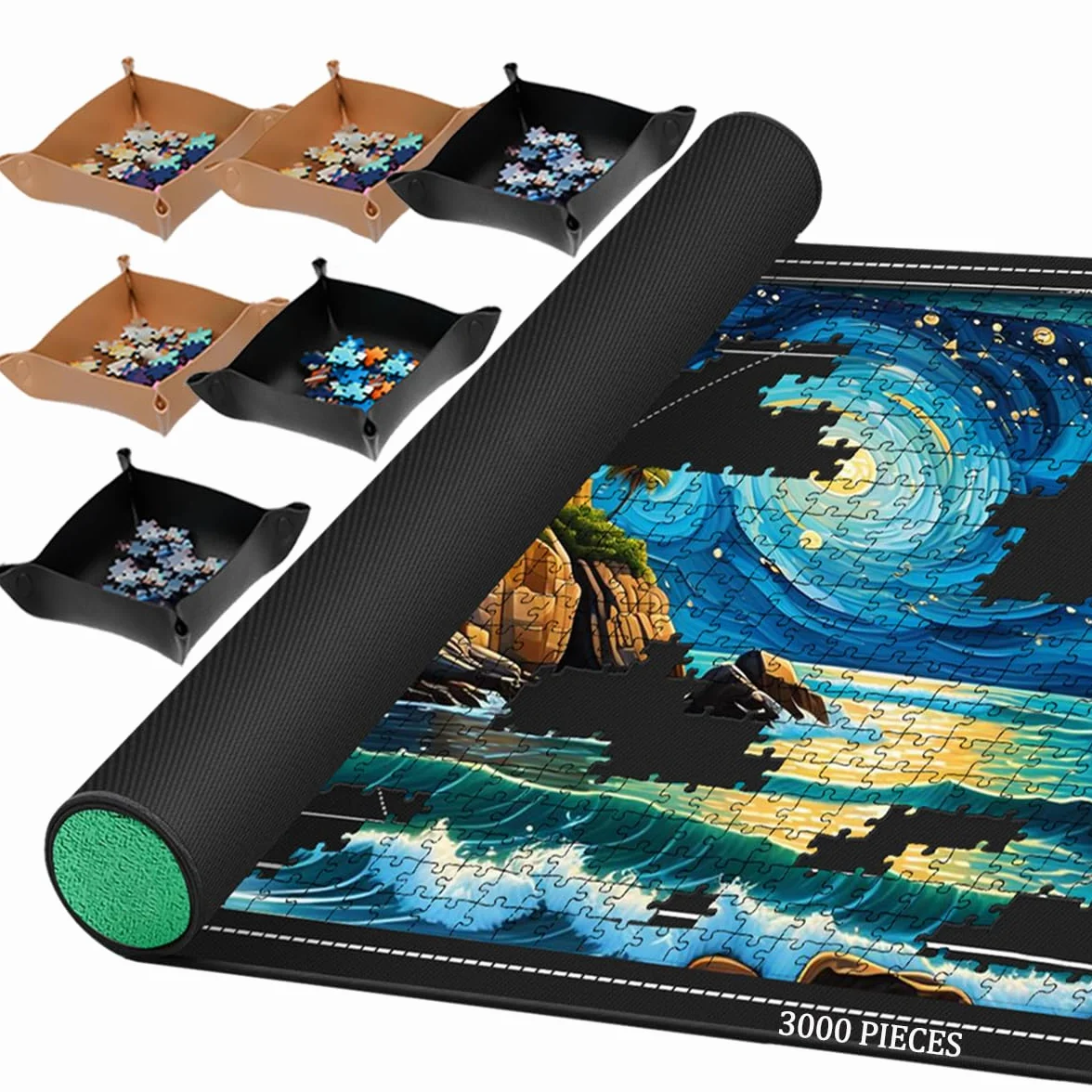 Tappetino per 3000 2000 1500 1000 Pezzi, Tappeto per Puzzle, Roll Up Tavolo Jigsaw Puzzle Mat Storage Accessories per Adulti.