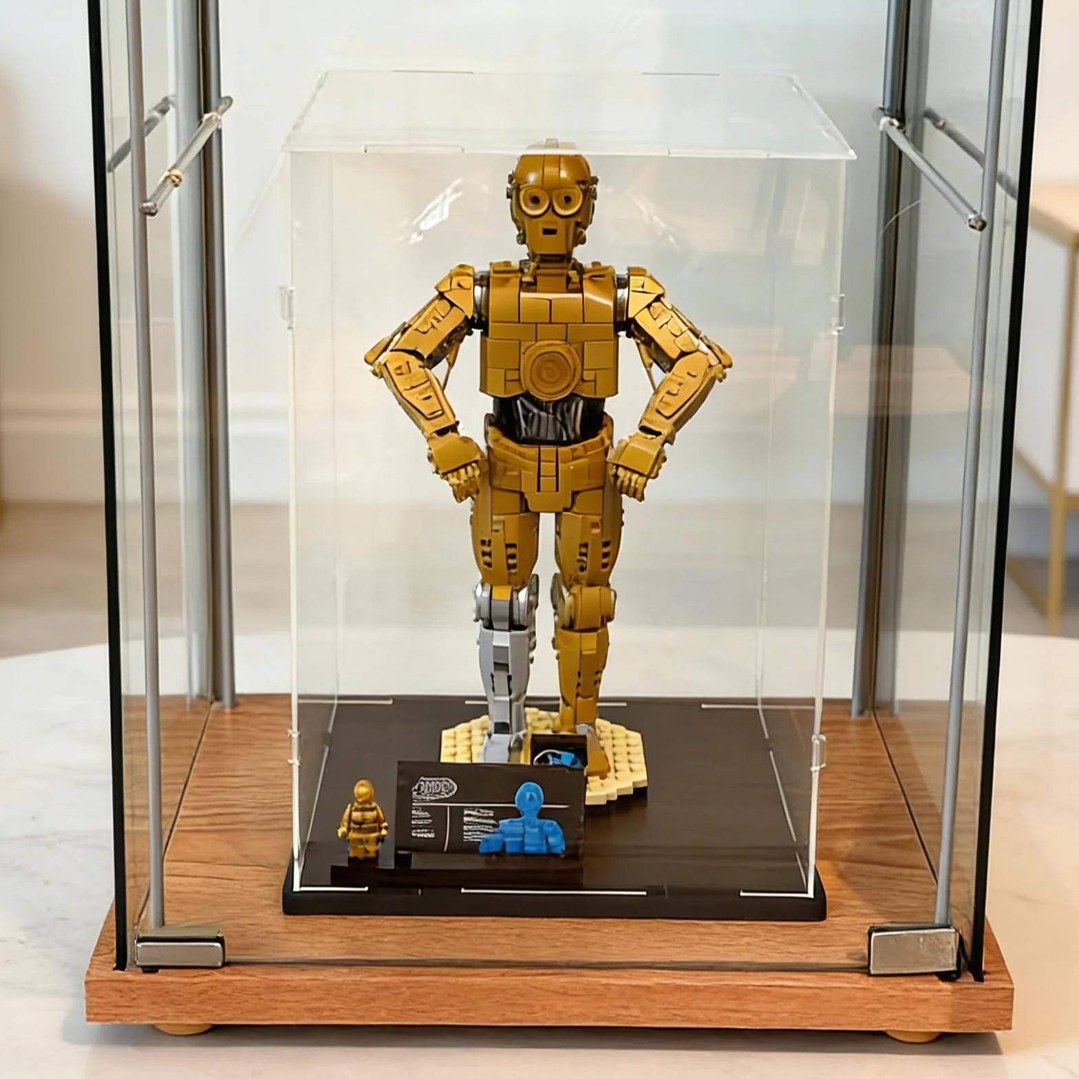 Vetrina Espositiva Teca Plexiglass Acrilico 3MM per Lego Trofeo Coppa Mondo FIFA 43020 Elmo Sauron 11373 75398 C3PO 21349 21376 Gatto 10358 77072 76463 76467, Trasparente Nero Interno 25x25x40cm