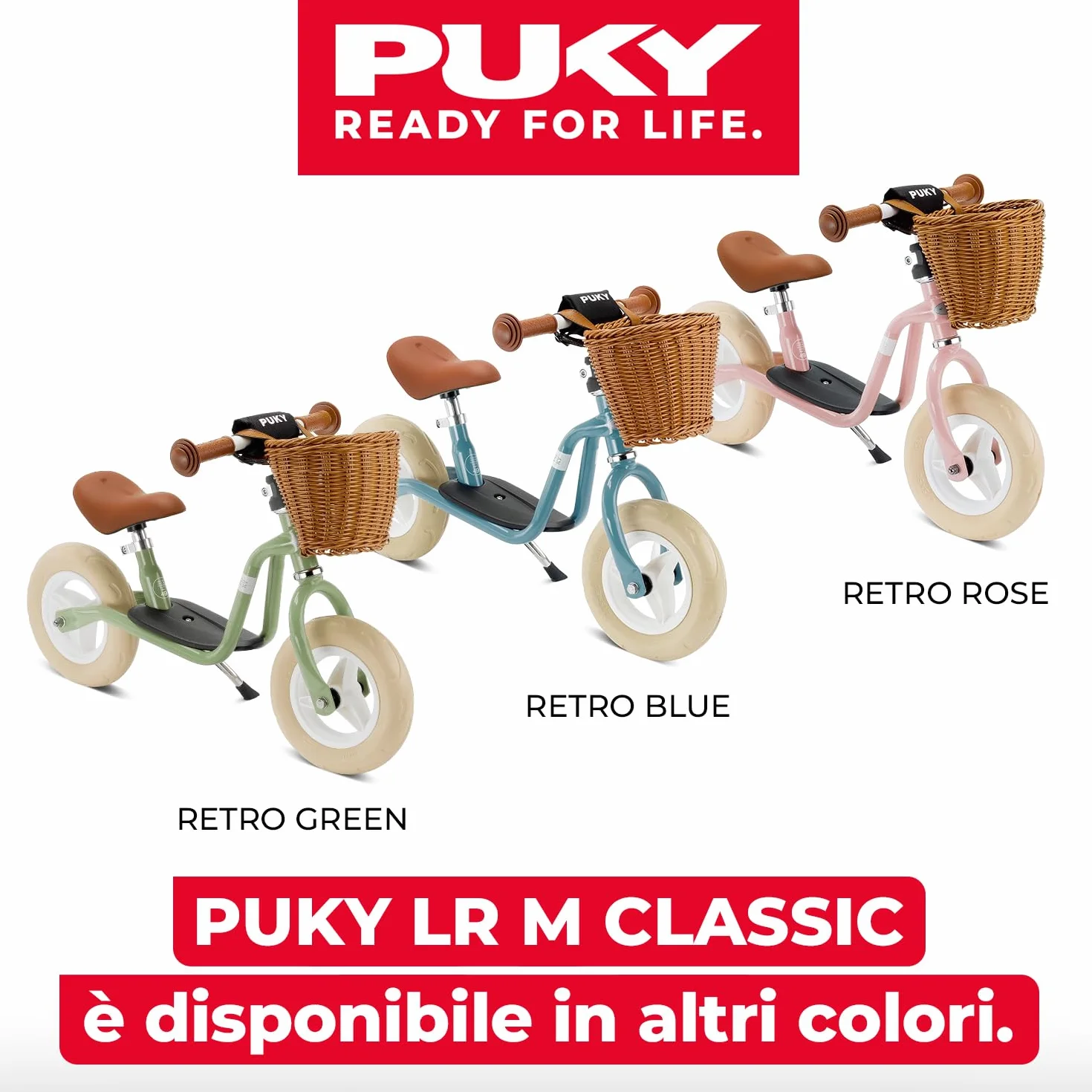 PUKY LR M CLASSIC | Bici senza pedali 2 anni | Bicicletta senza pedali | Balance Bike 2 anni | Bici senza pedale con cestino e manopole sicurezza | Manubrio e sella regolabili