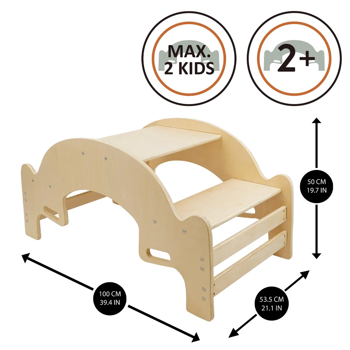 Montessori Wooden Rocker Teeter Totter for 2 Kids, Natural Plywood