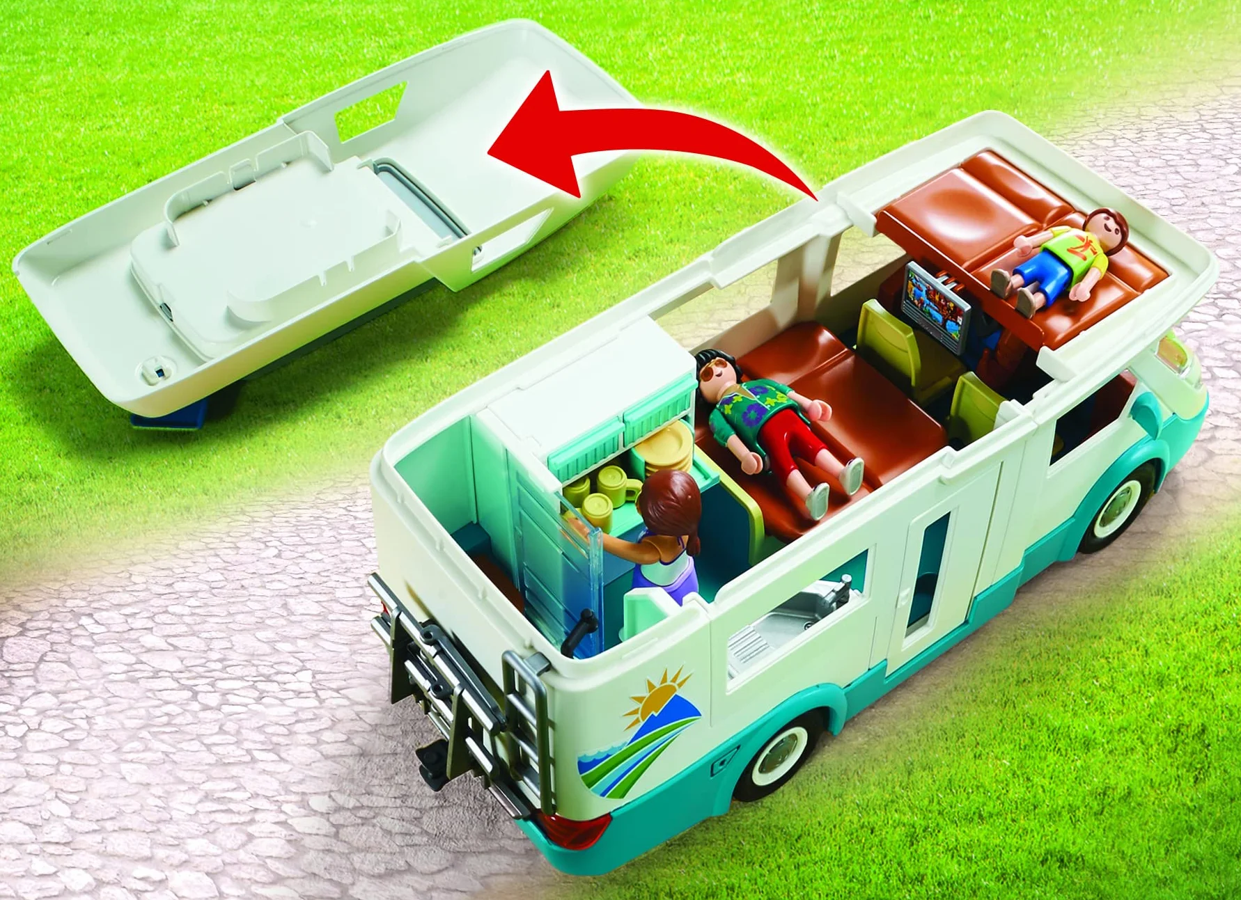 PLAYMOBIL Family Fun- Camper con Famiglia in Vacanza, dai 4 Anni, 70088, Multicolore