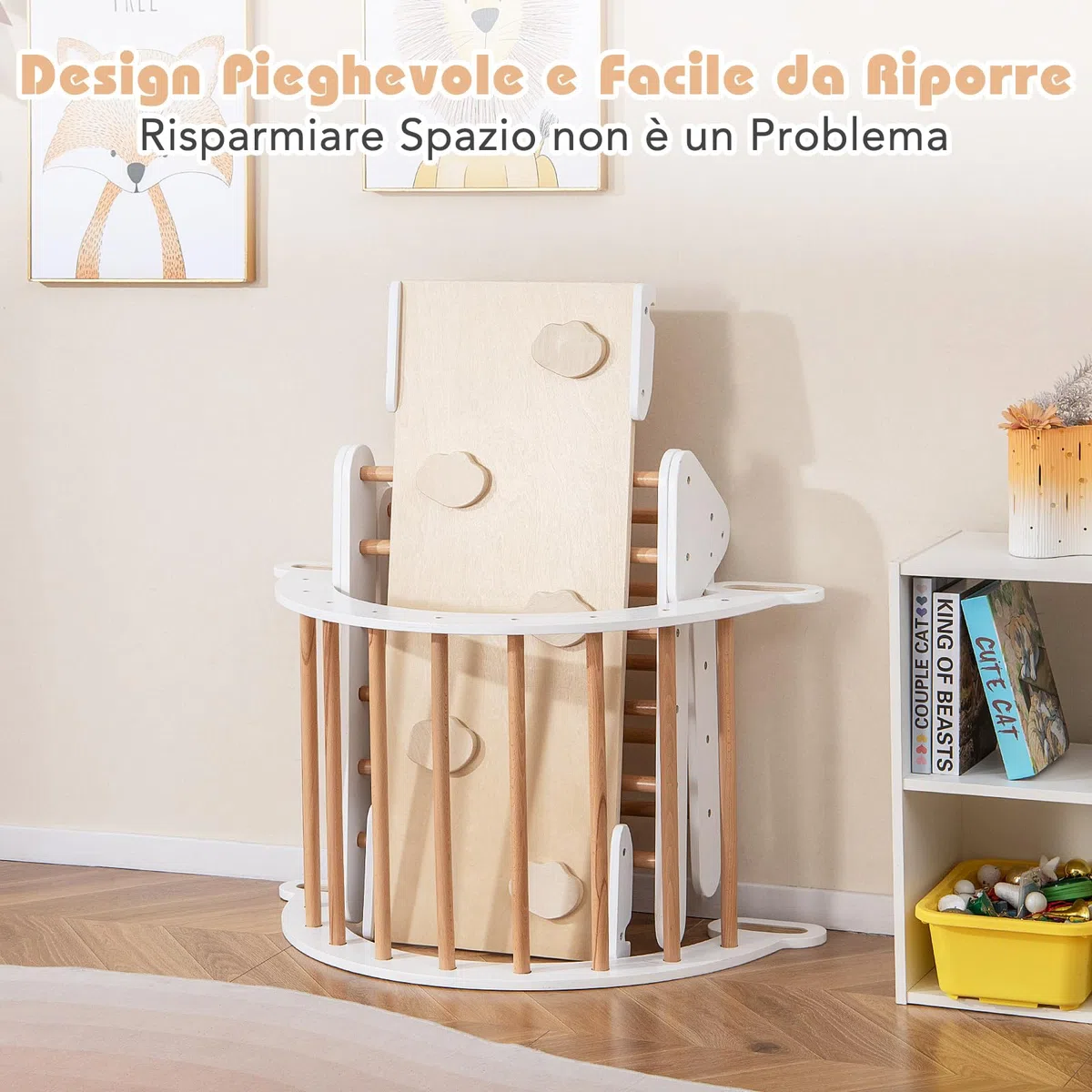 COSTWAY Telaio da Arrampicata per Bambini, Triangolo Pieghevole con Arco e Salita, Bianco