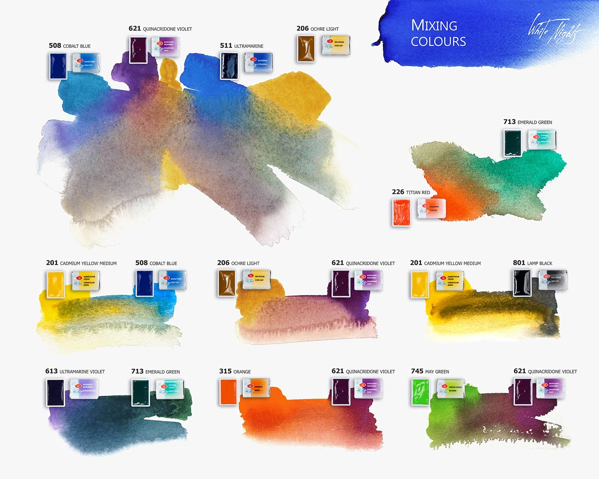 Honsell White Nights - Set di acquerelli per artisti, 35 colori in una custodia in metallo