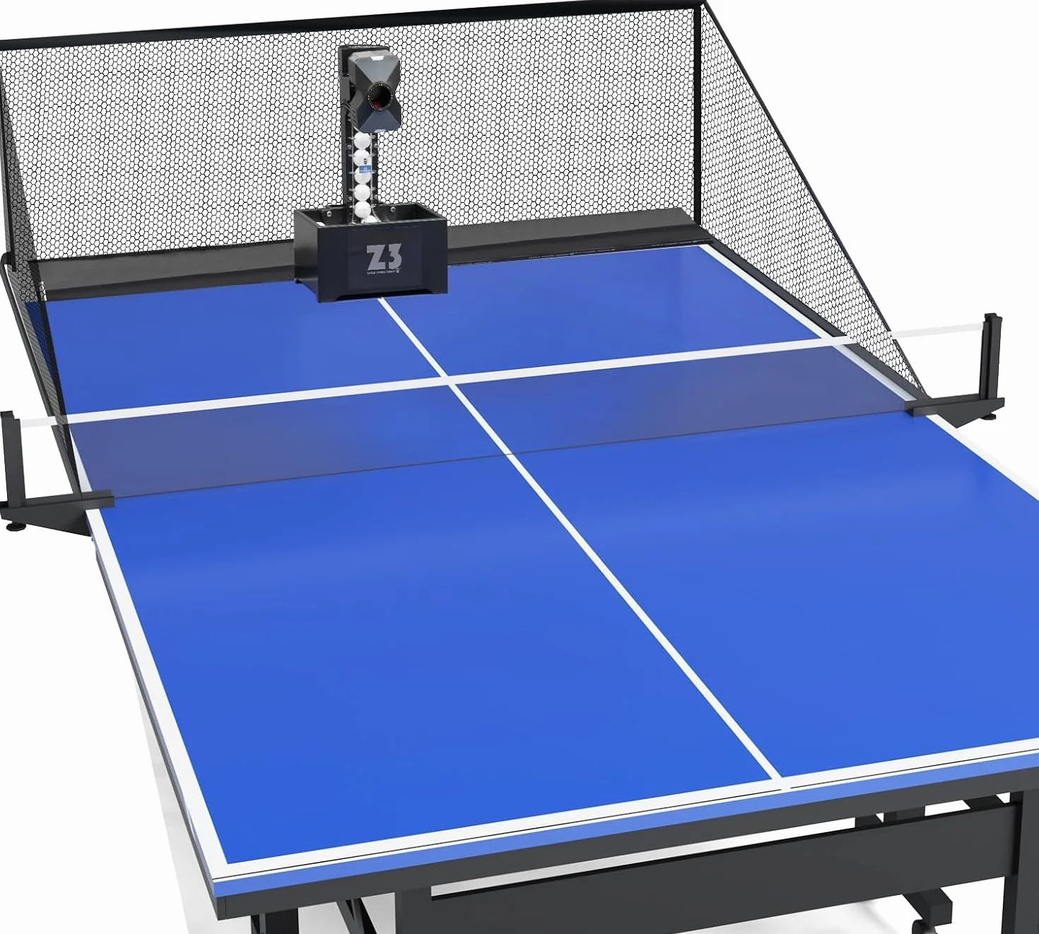 OUKANING Robot da Ping Pong - Macchina Automatica per Allenamento, 10 Modalità, Velocità 4-40m/s, Frequenza 35-90 Palline/min, Capacità 100 Palline, Rete 152x137cm – Per Scuole e Sport