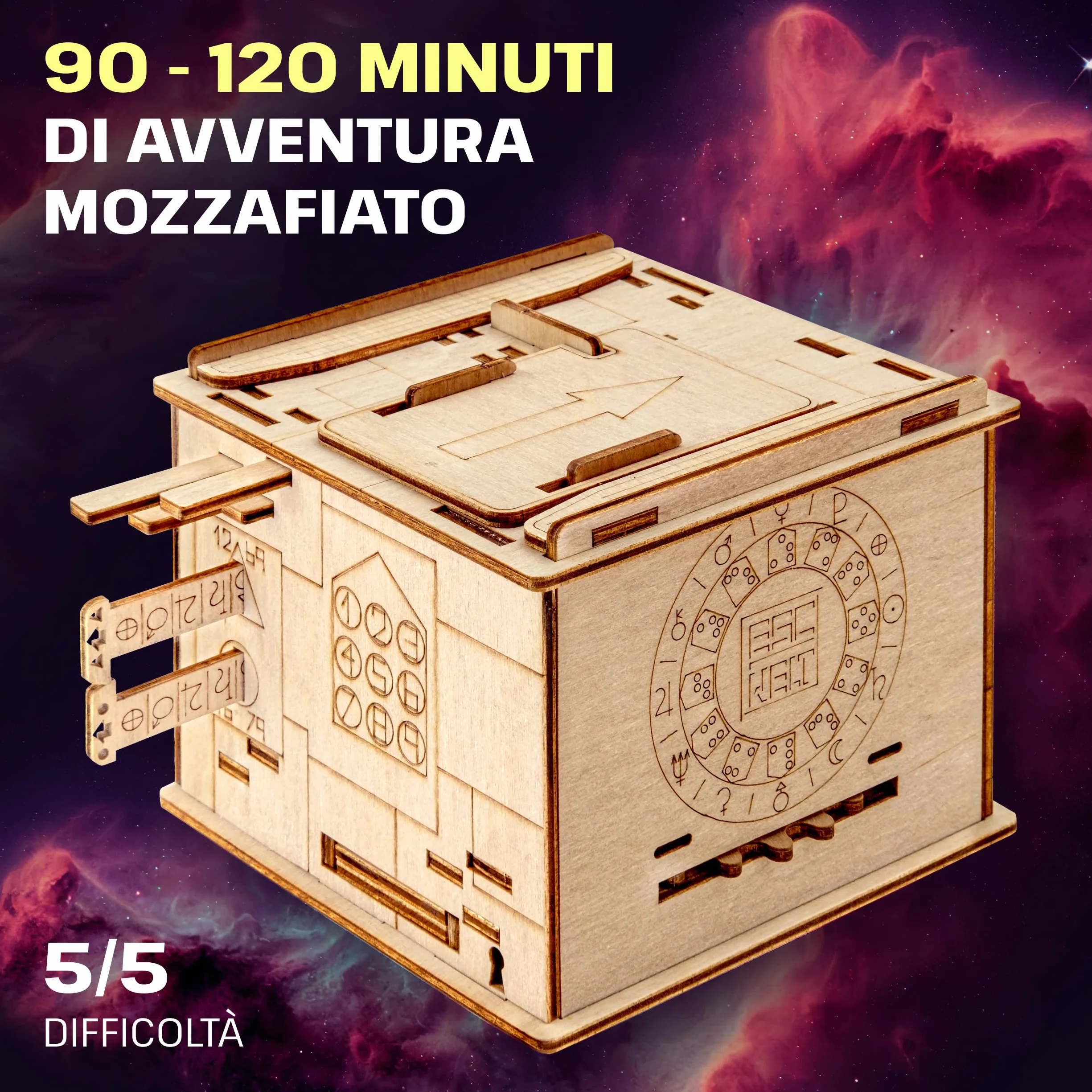 ESC WELT Space Box - Puzzle 3d in Legno - Rompicapo in Legno Difficile - Escape Room Gioco da Tavolo - Scatola Segreta Rompicapo con Scompartimento Nascosto - Giochi di Logica per Adulti