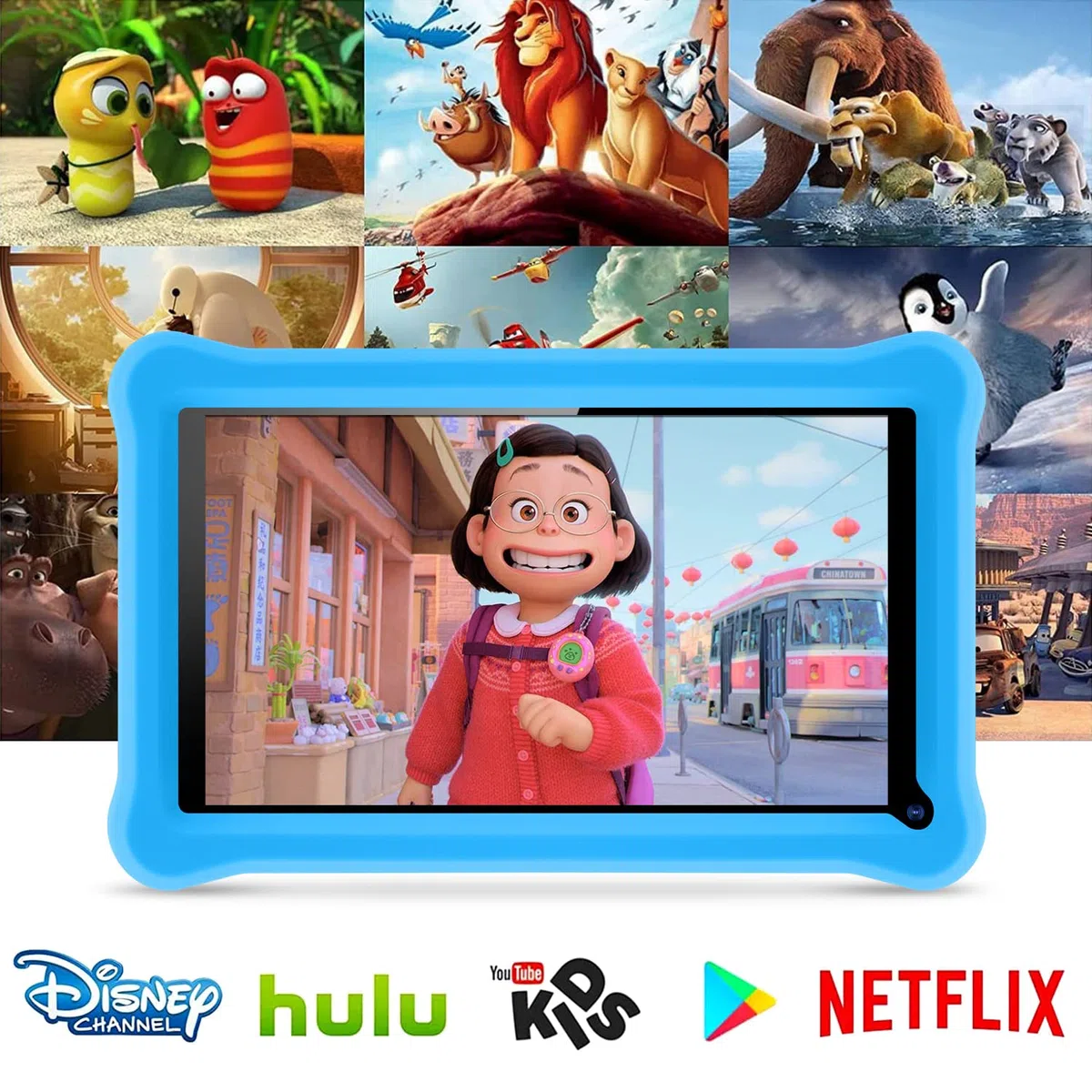 Tablet per bambini 7 Pollici Android 13 Tablet con Controllo Parentale, 8GB RAM+64GB ROM(128GB Espandibile), Doppia Fotocamera, Bluetooth, App preinstallate per Kids Tablet PC con Custodia (Blu)