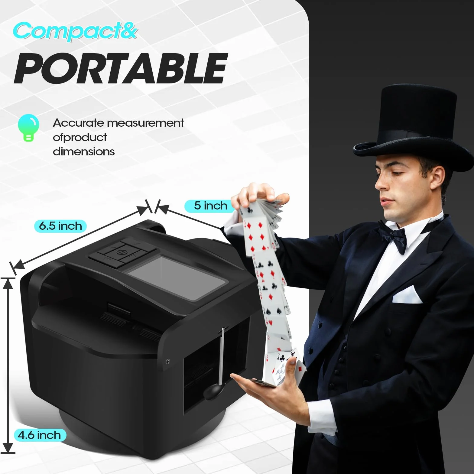 ShuffleBox G1 Pro Automatico Mescolatori di carte e commerciante di Carte 2 in 1,Ultra silenzioso, ricaricabile,Collabora con UNO, Five Crowns, Monopoly Deal, Bicycle and Maverick Cards (Nero)