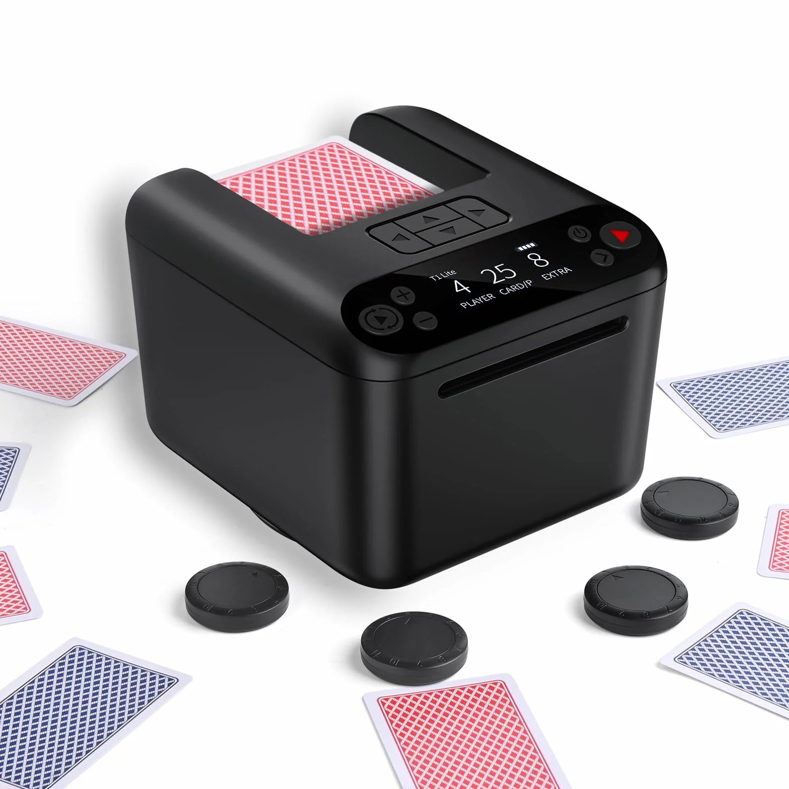 Distributore Automatico di Carte – Rotazione 180°/360° per 1–3 Mazzi, 2–12 Giocatori con 4 Telecomandi | modalità di Gioco Integrate, Ricaricabile & Silenzioso per Poker, Blackjack, Texas Holdem, Uno