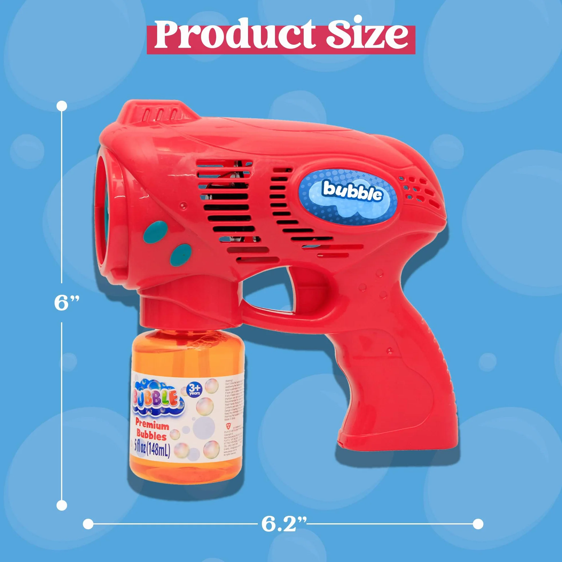 2 pezzi Pistola a Bolle Colorata con 2 Bottiglie di Soluzione di Bolle da 147ml per Bambini Giochi all'aperto e al coperto Festa a tema d'estate Compleanno