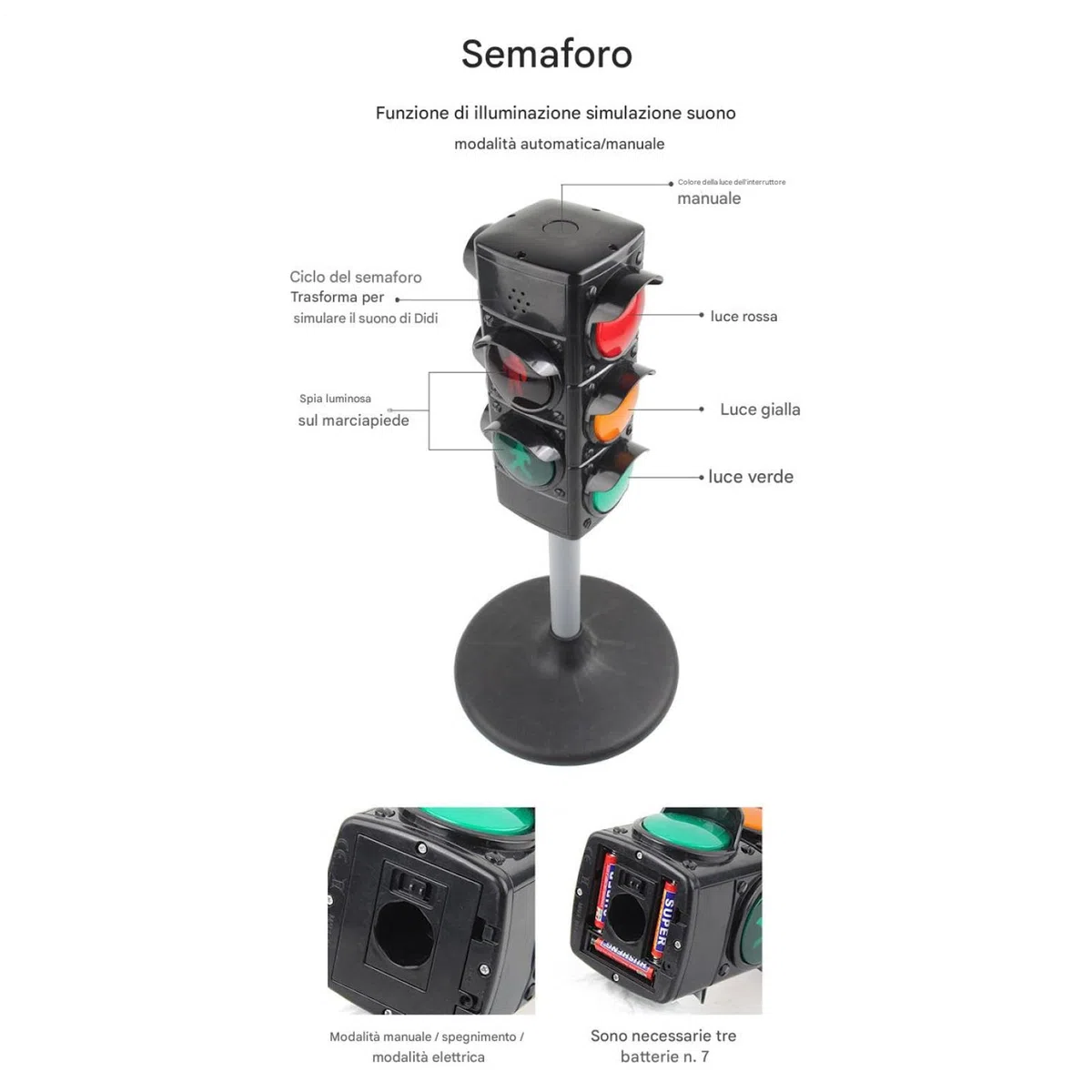 Giocattolo Semaforo - Modello Segnale | Modellini Di Traffico, Modellini Di Segnale Da 25 Cm Di Altezza, Semaforo Educativo Per Giochi Di Finzione, Attività Di Apprendimento In Età Prescolare
