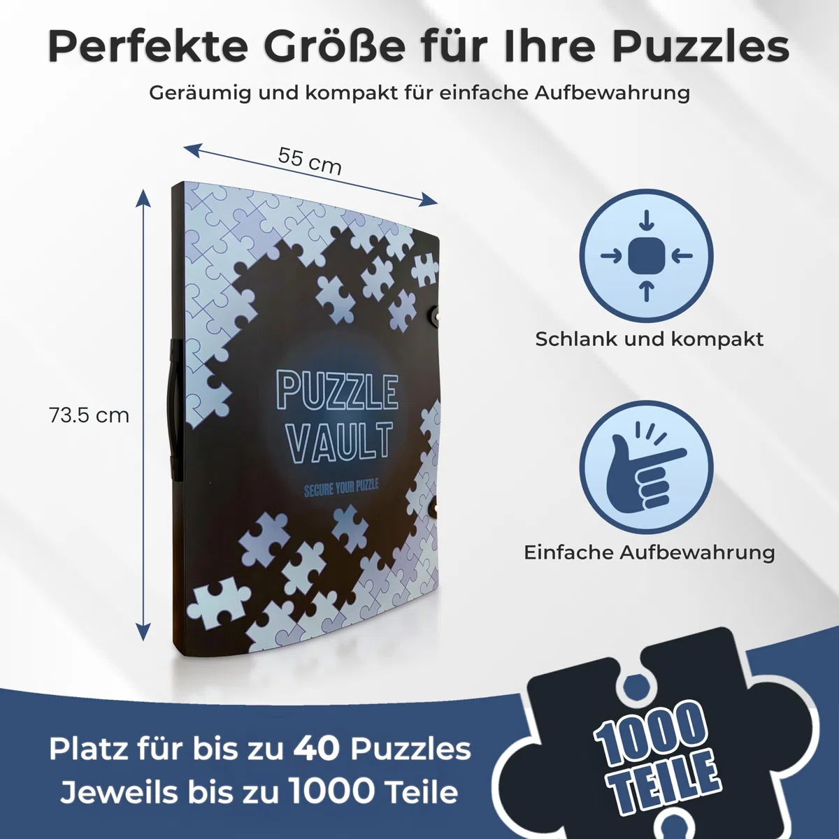 Cartella puzzle [inclusa pellicola puzzle] per puzzle fino a 1000 pezzi – l'accessorio perfetto per riporre i puzzle – Organizer per fino a 40 puzzle – Cartellina puzzle 1000 pezzi