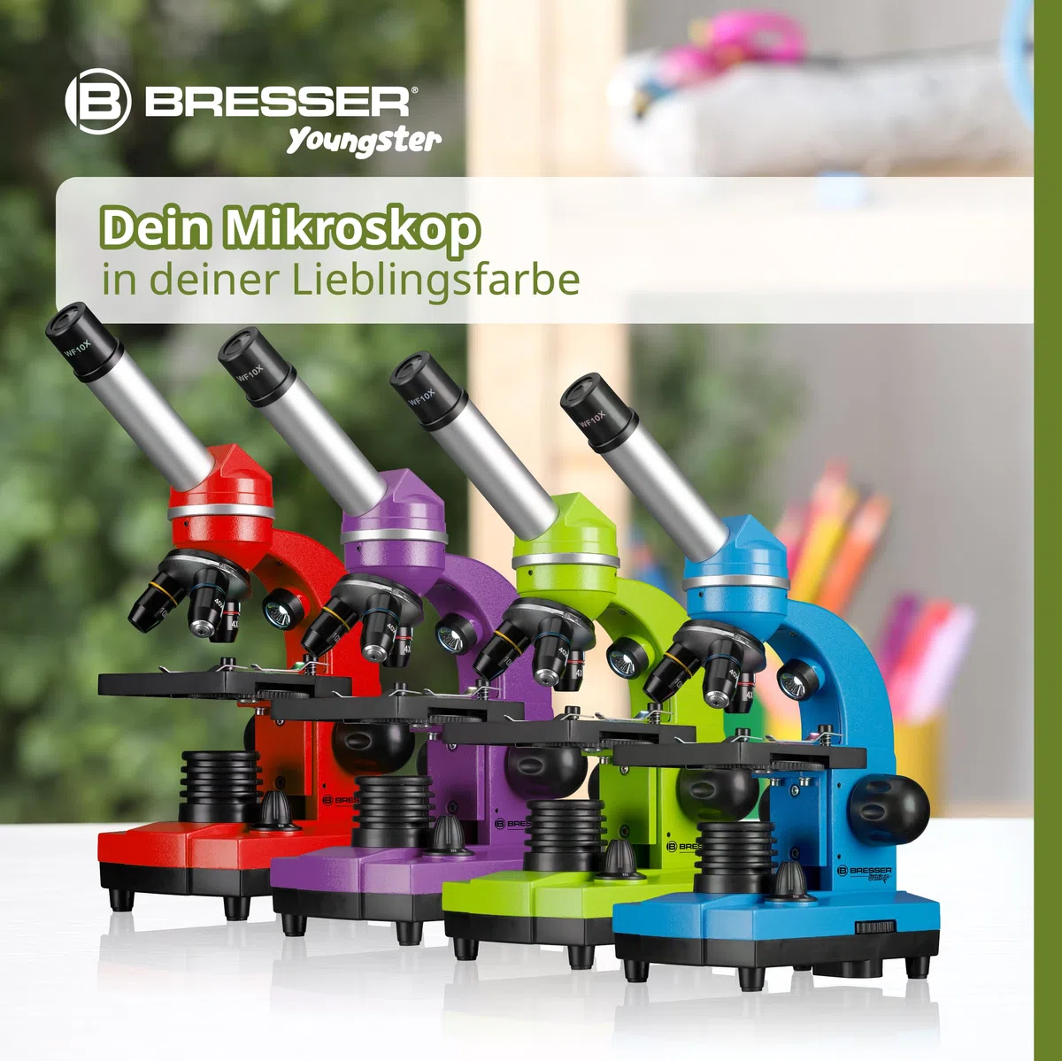 Bresser Bresse Junior microscopio per studenti Biolux Sel con supporto per smartphone, accessori e sistema di zoom Barlow, per bambini, principianti e adulti