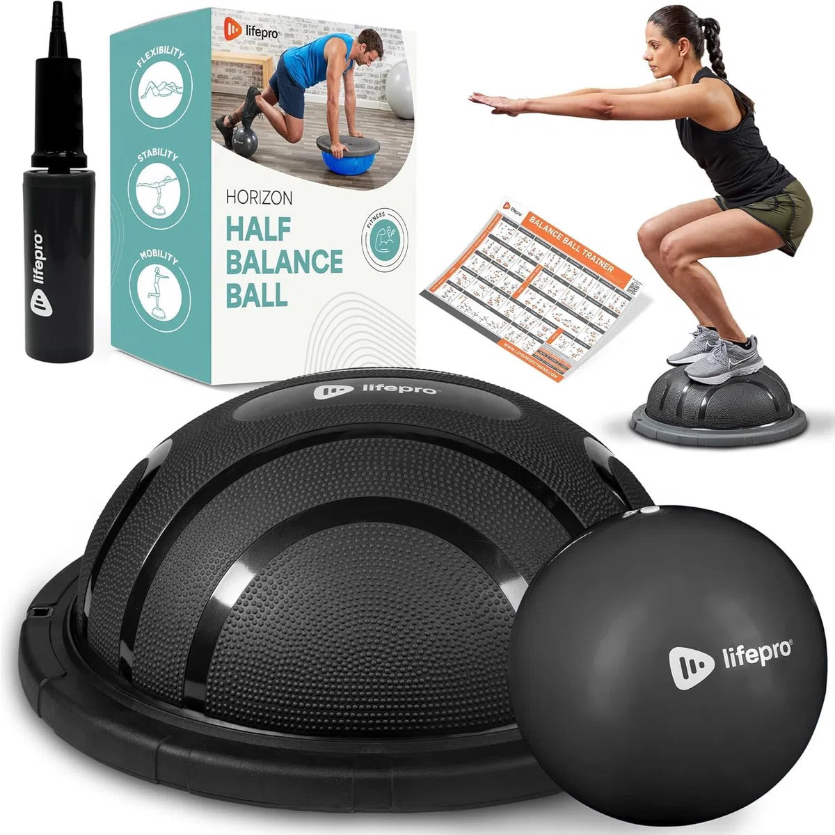 LifePro Palla da stabilità 200 kg Antiscivolo per Allenamenti Equilibrio