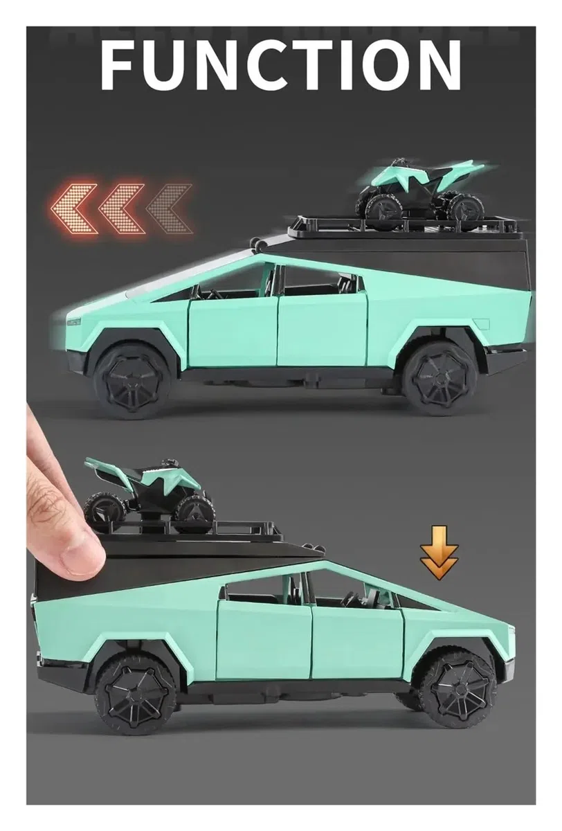Tesla Cybertruck Pickup Camping RV Modello Auto In Lega Pressofusa Giocattolo Camion Regalo Nero