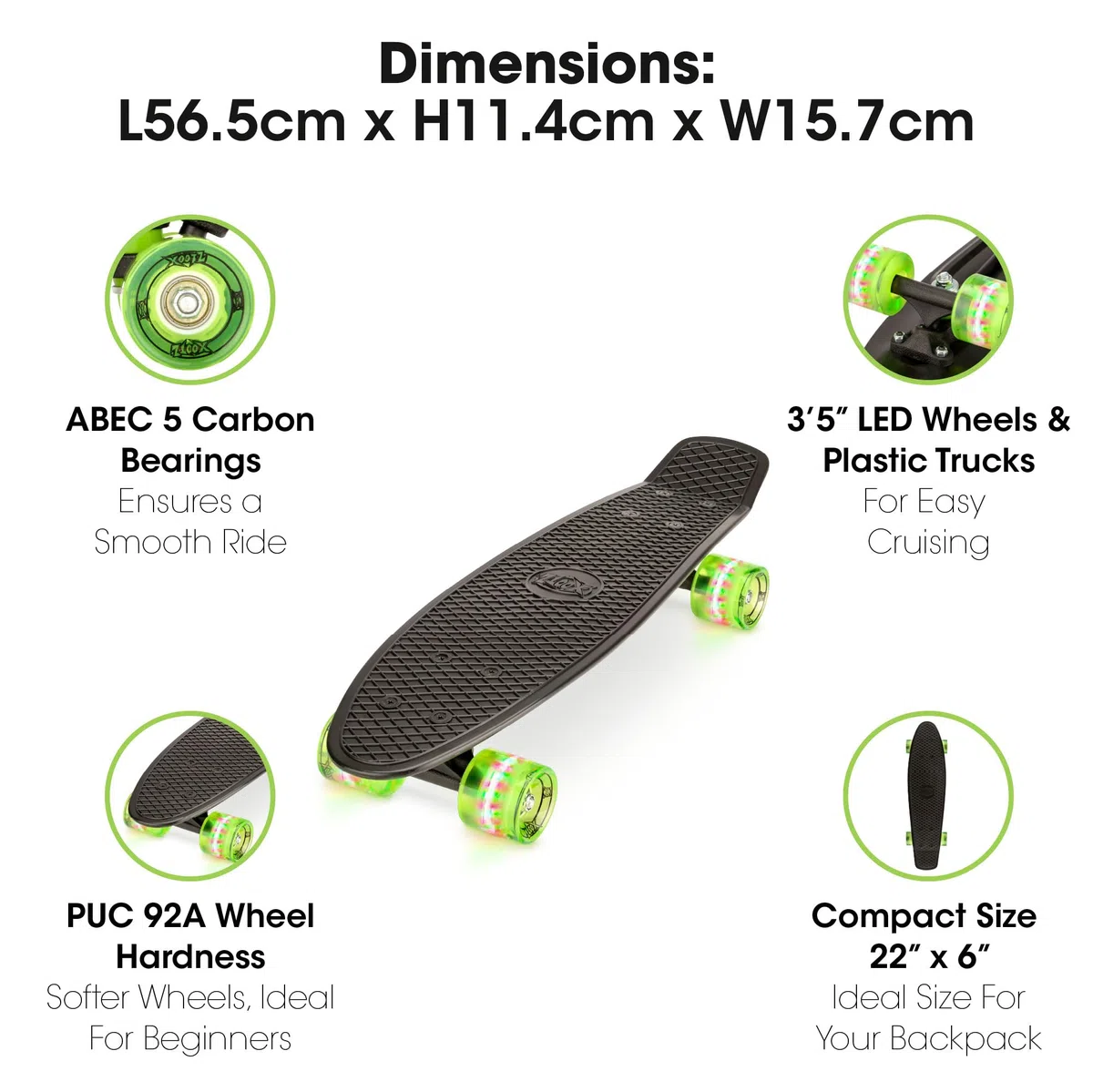 Xootz Kid's Complete-Skateboard in Stile retrò in plastica con