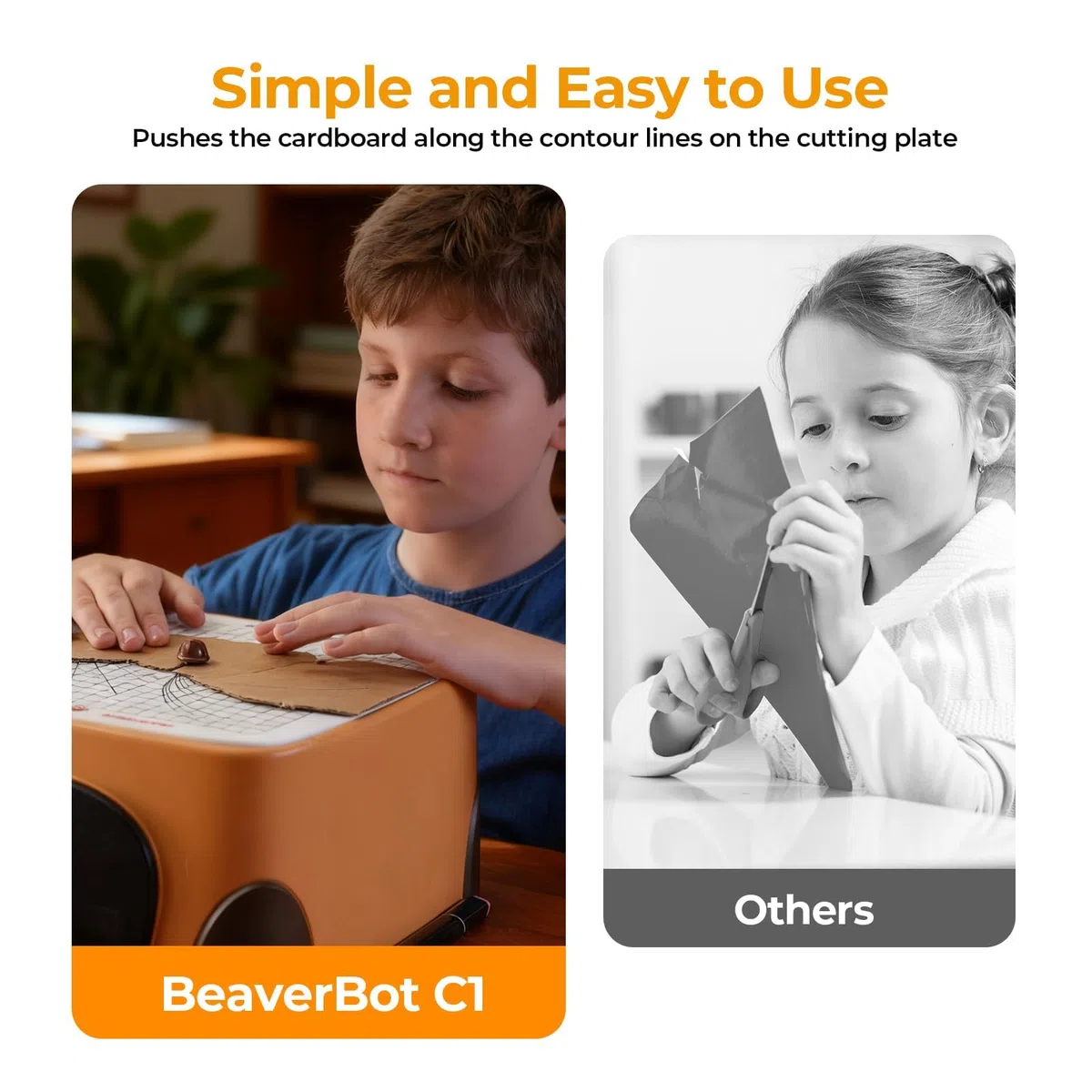 BEAVERBOT Taglierina per cartone per bambini, kit di strumenti di costruzione fai da te sicuro, giocattolo educativo STEM per bambini, strumento per lavoretti di carta senza lama
