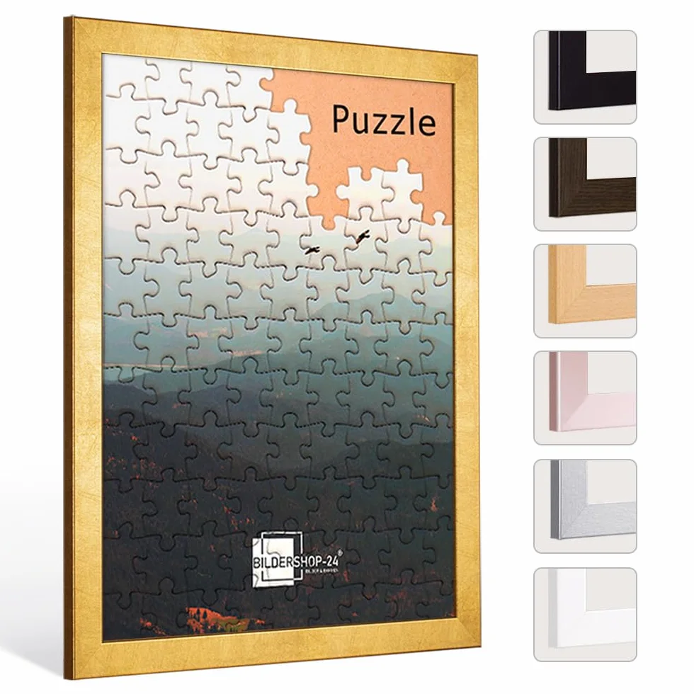 Bildershop-24 cornici puzzle London per puzzle 1500 pezzi, 59,2 x 84,3 cm, 84,3 x 59,2 cm, foglia d'oro con vetro acrilico