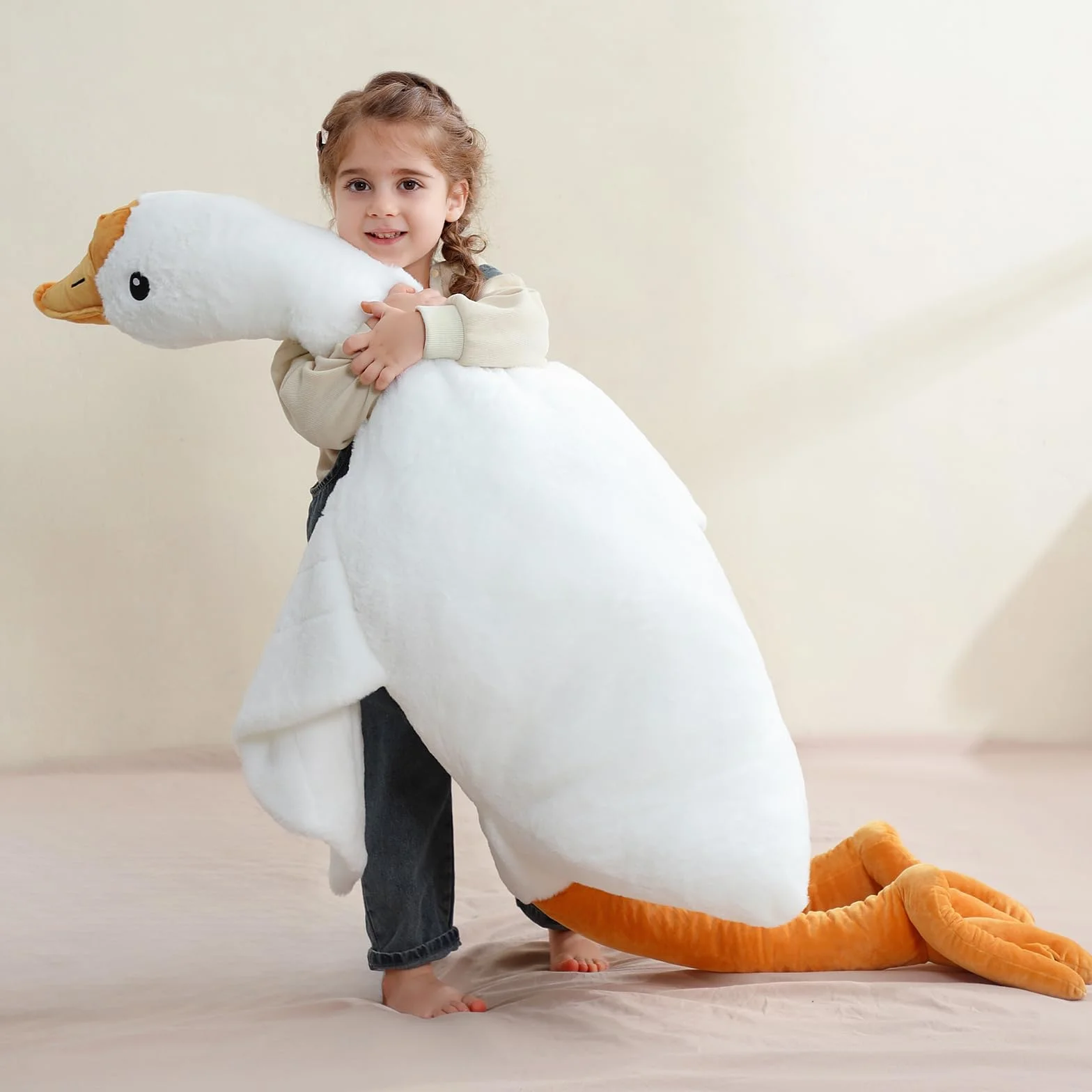 Peluche d'oca gigante da 130 cm, XXL, morbido e morbido peluche d'oca, grande anatra di peluche, per il compleanno dei bambini