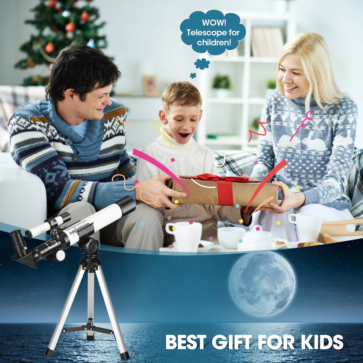 Telescopio Astronomico Per Bambini F40040 - Con Cercatore, Bussola E Treppiede, 20-32X - Per Principianti